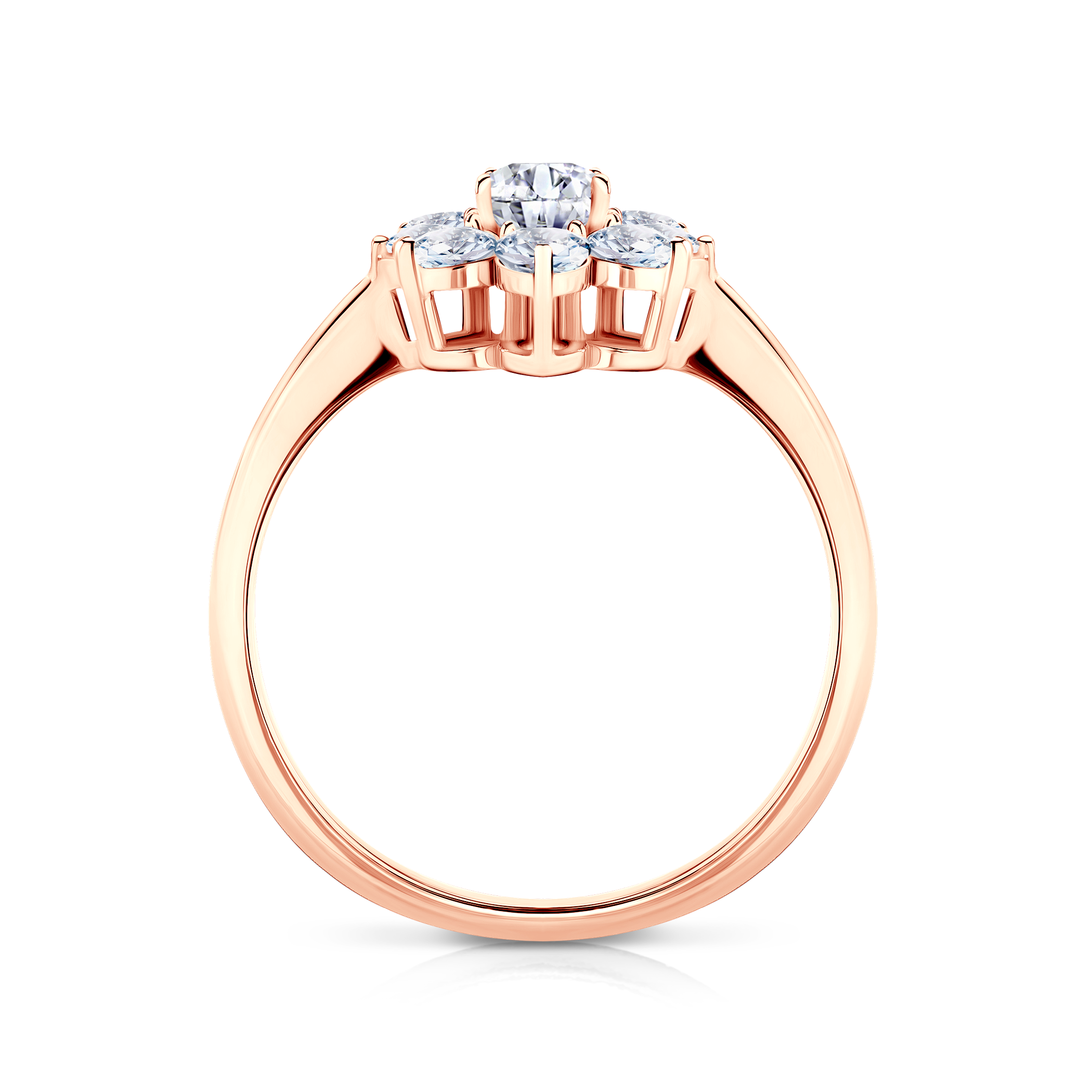 Pierścionek zaręczynowy SAVICKI: różowe złoto, białe szafiry