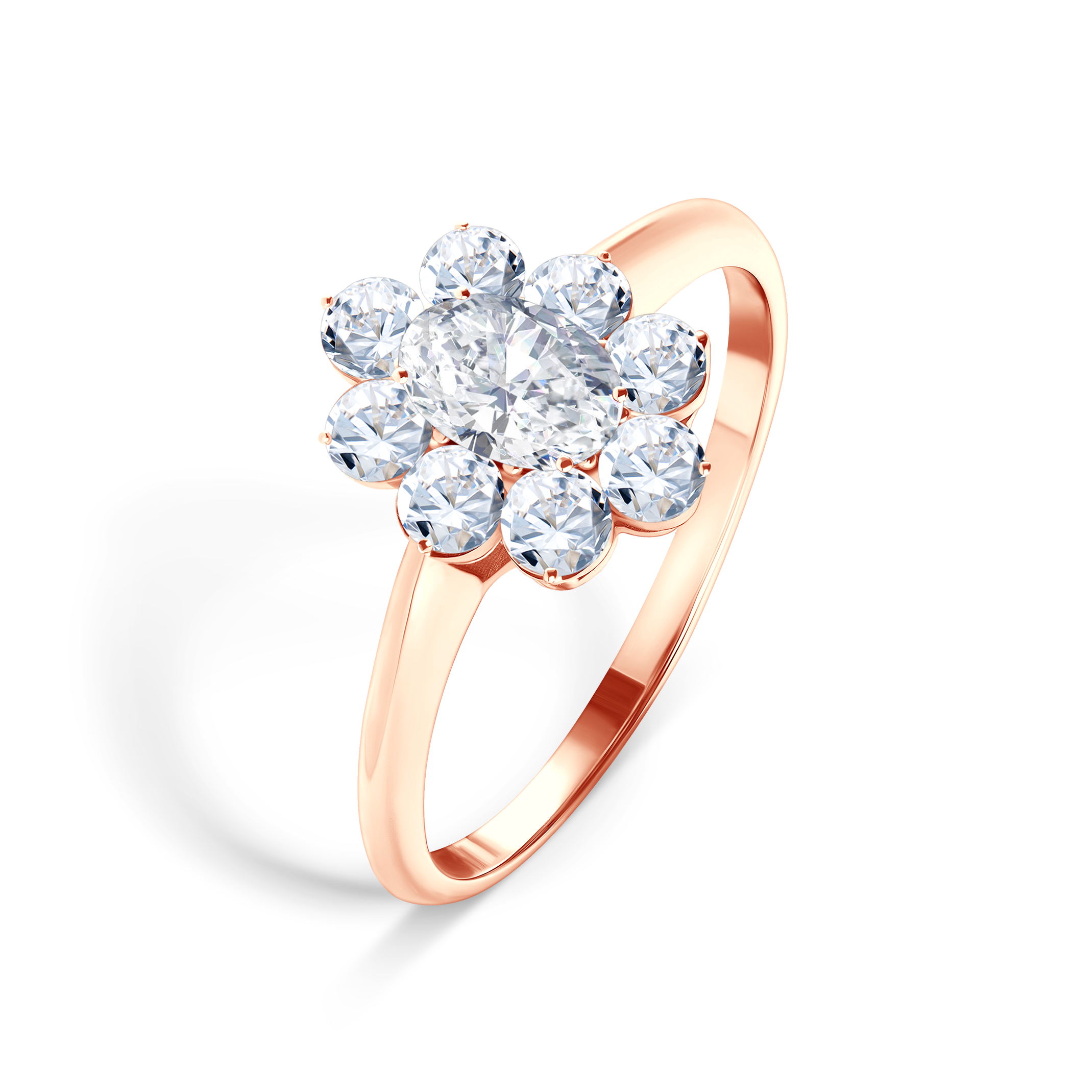 Pierścionek zaręczynowy SAVICKI: różowe złoto, białe szafiry