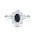 Inel de logodnă SAVICKI RING: aur alb, diamant negru, safire albe
