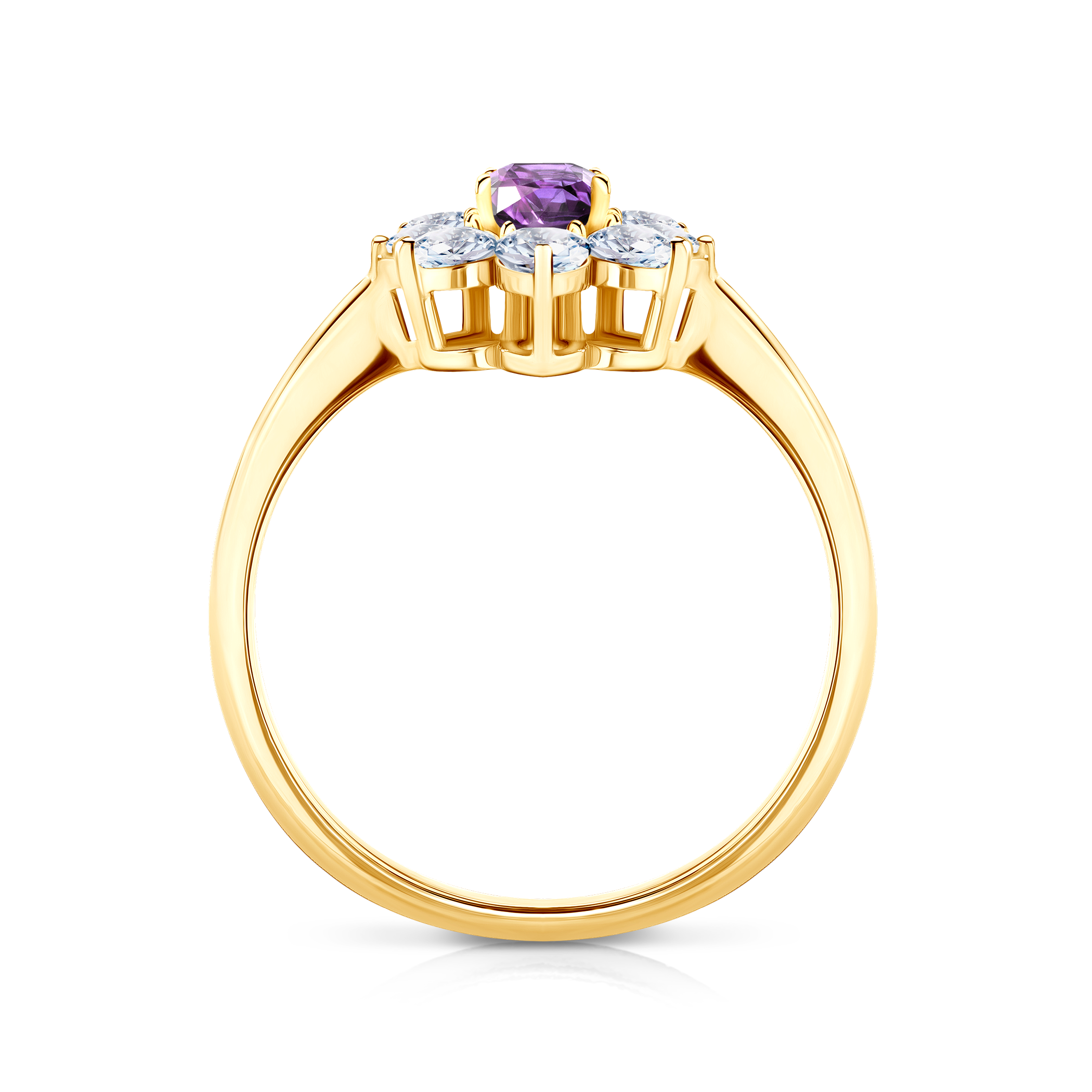 Verlobungsring Savicki: Gold, Violetter Saphir, Weiße Saphire