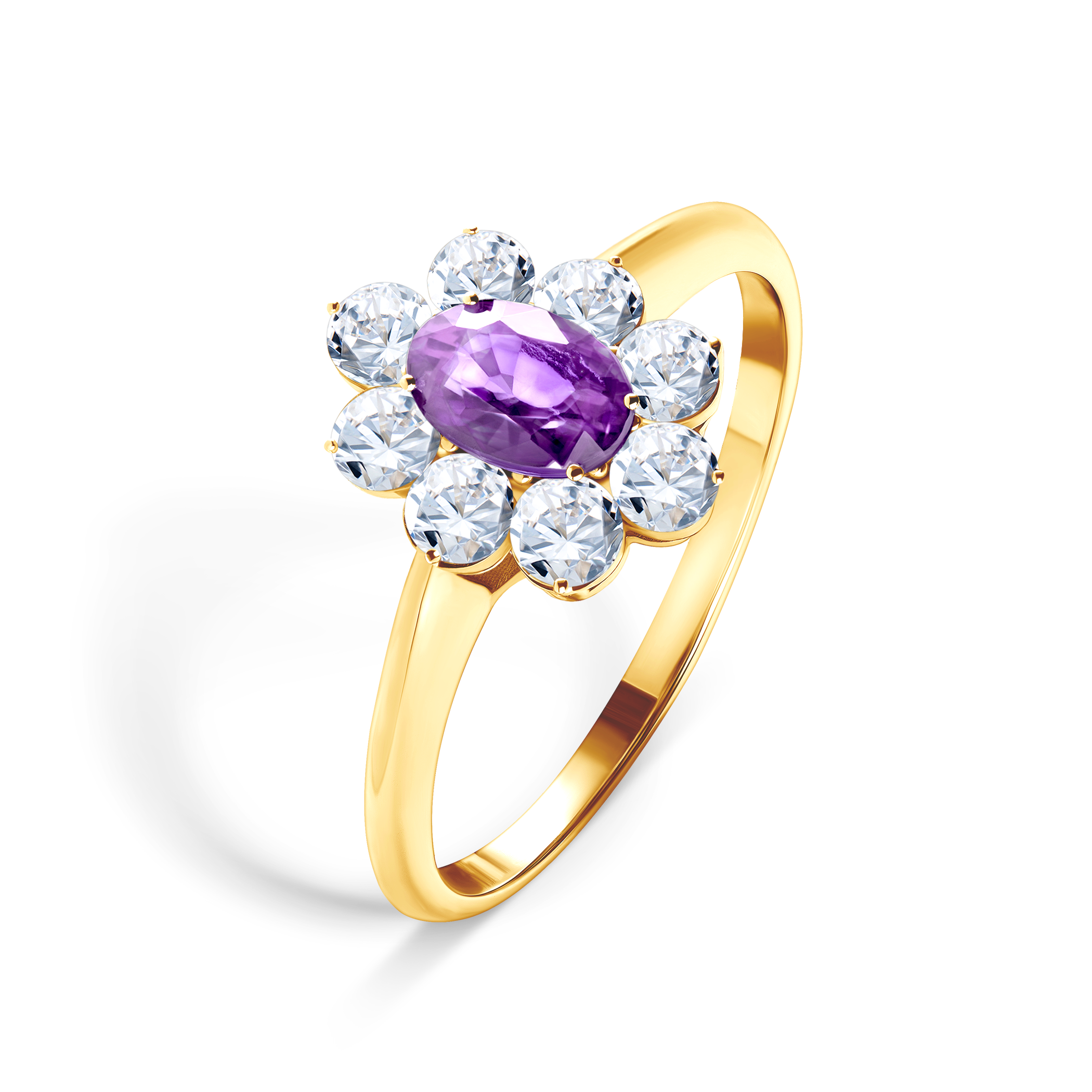 Verlobungsring Savicki: Gold, Violetter Saphir, Weiße Saphire