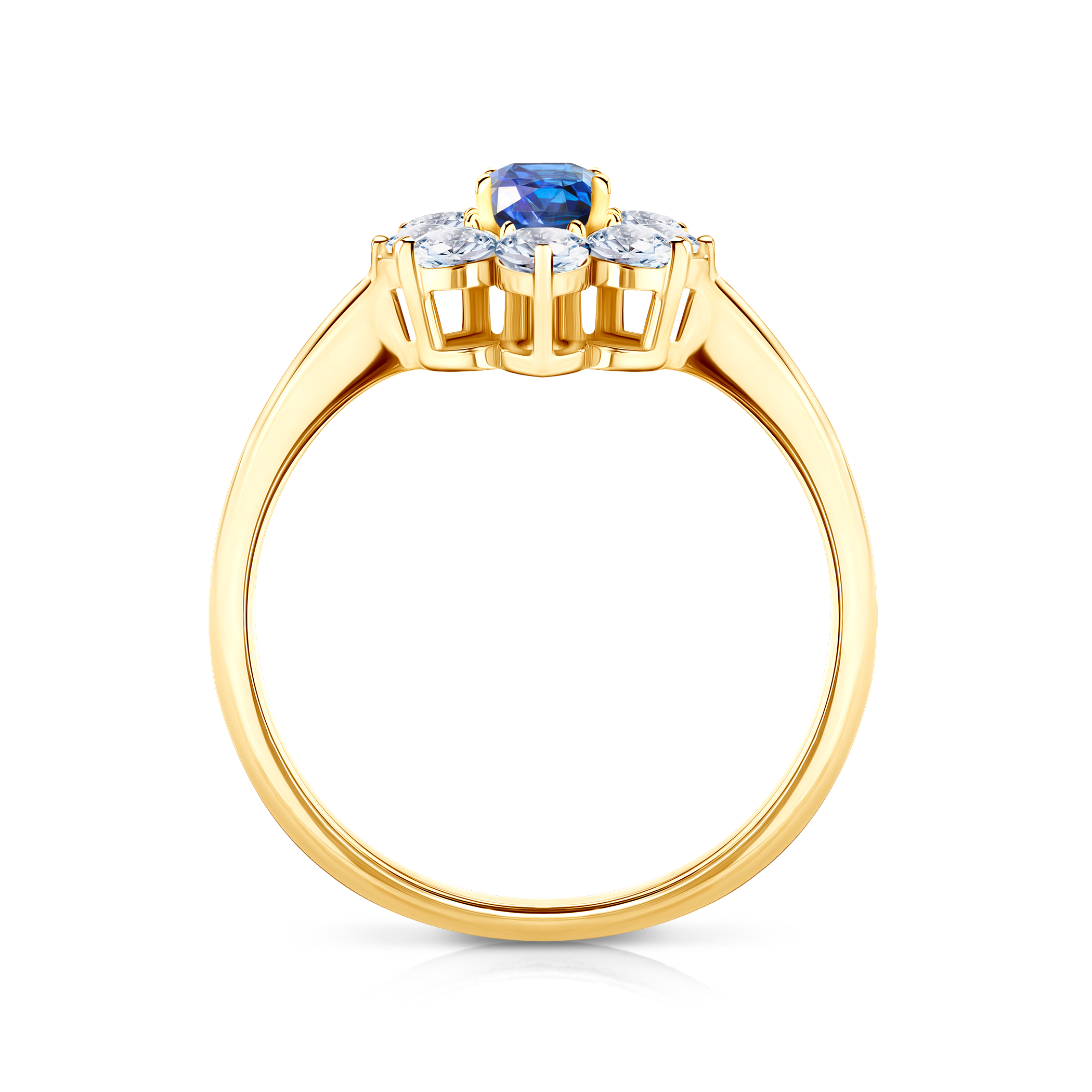 Pierścionek zaręczynowy SAVICKI: złoty, niebieski szafir, białe szafiry - 3