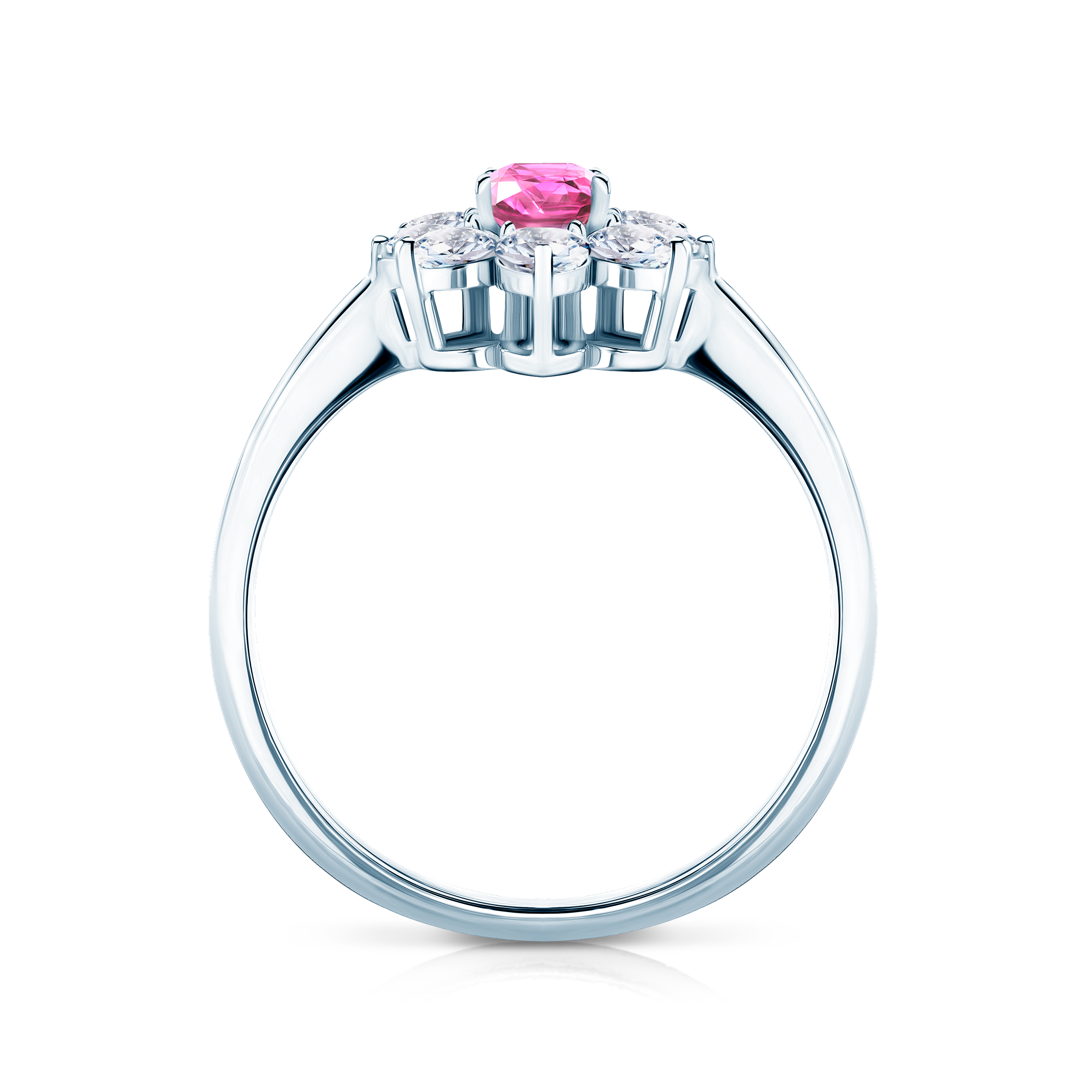 Pierścionek zaręczynowy SAVICKI: białe złoto, różowy szafir, białe szafiry - 3