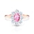 Zásnubní prsten SAVICKI: růžové zlato, růžový safír, bílé safíry