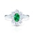Zásnubní prsten SAVICKI: bílé zlato, smaragd, bílé safíry