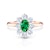 Zásnubní prsten SAVICKI: růžové zlato, smaragd, bílé safíry