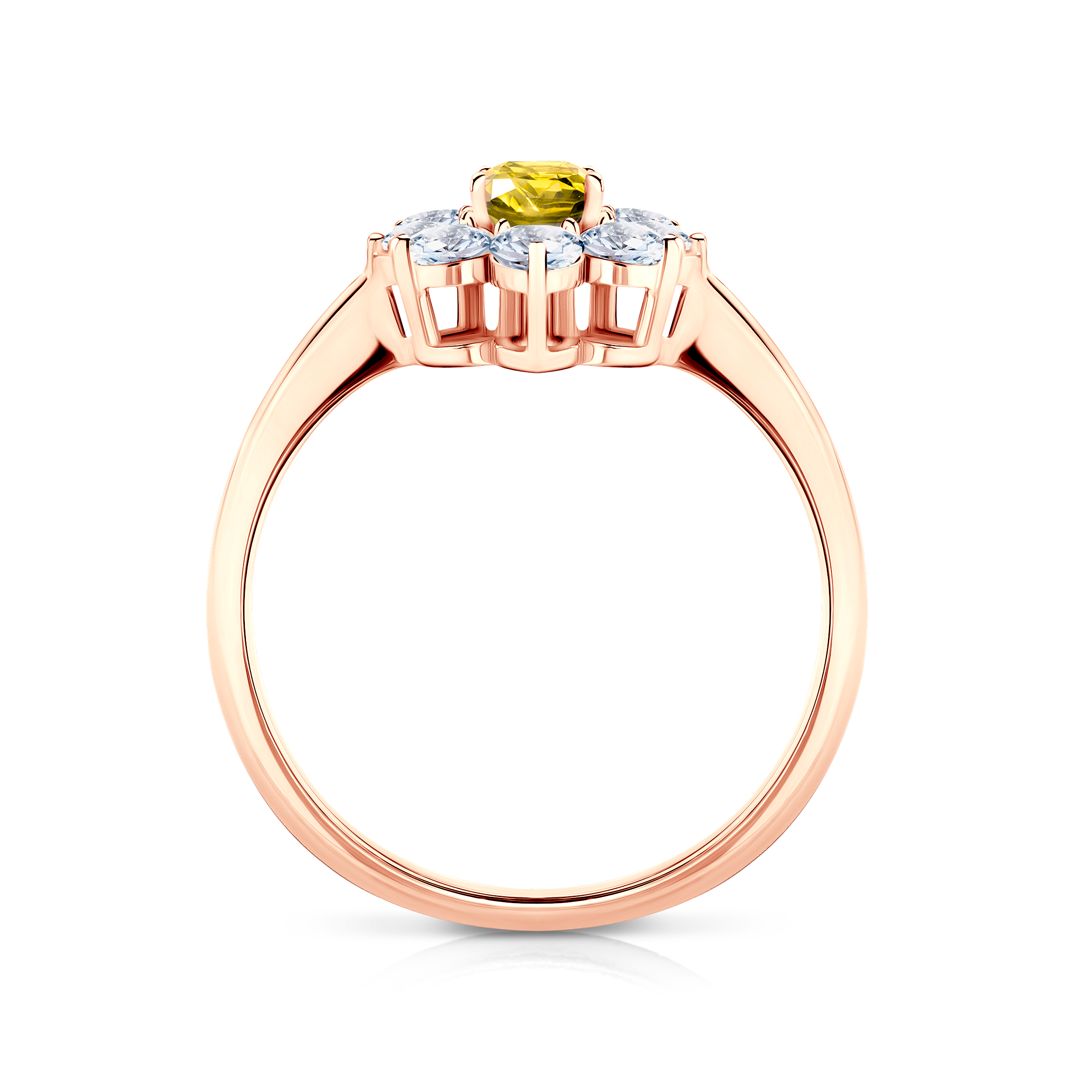 Verlobungsring Savicki: Roségold, Gelber Saphir, Weiße Saphire