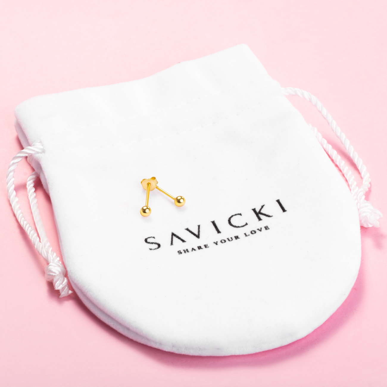 Kolczyki kulki Savicki: srebrne pozłacane - 4