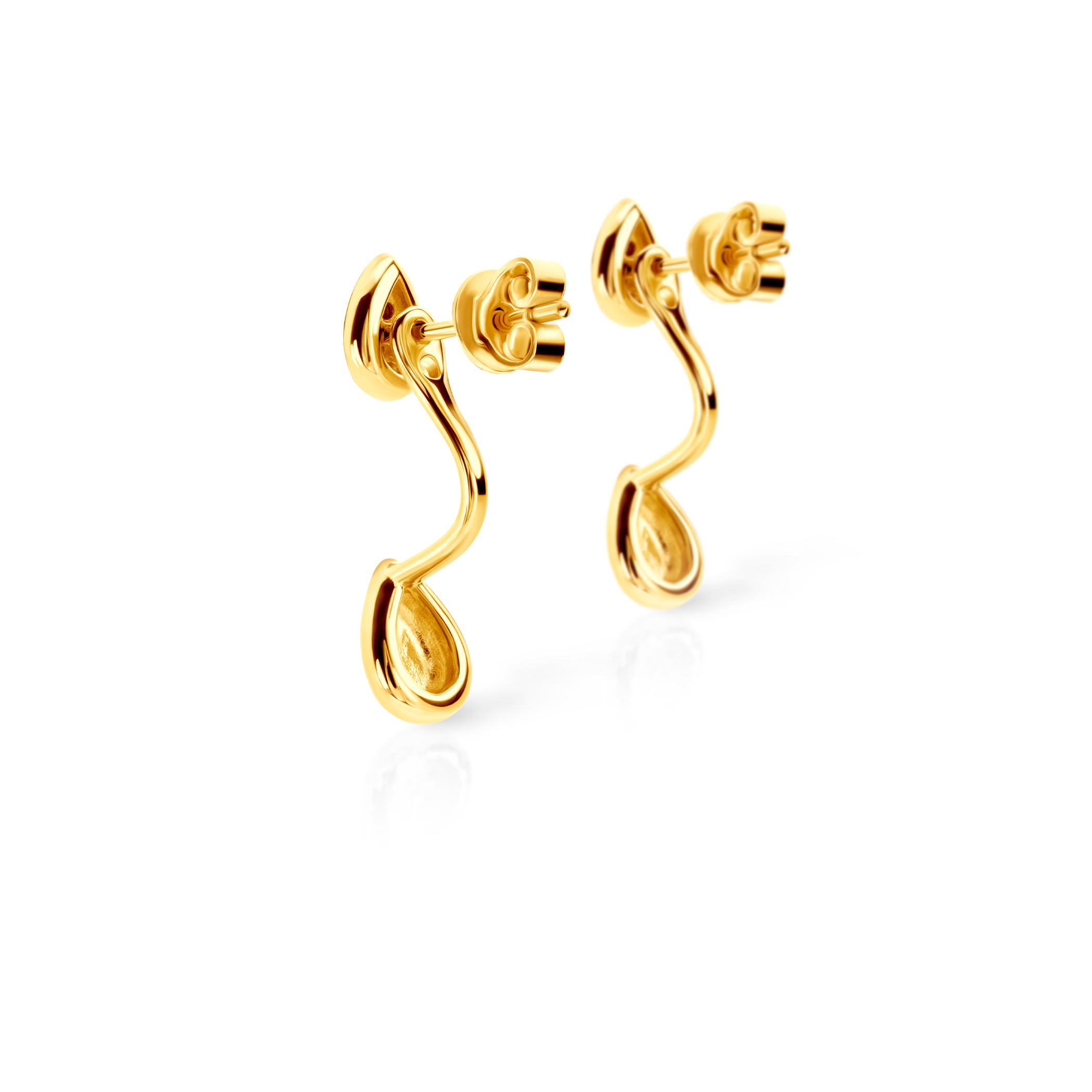 Kolczyki łezki Nature: srebrne pozłacane, cyrkonie