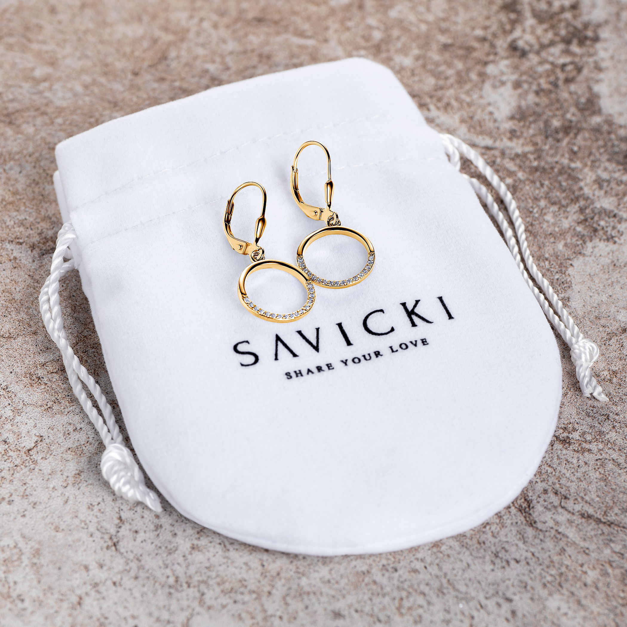 Kolczyki Savicki: srebrne pozłacane, cyrkonie - 4