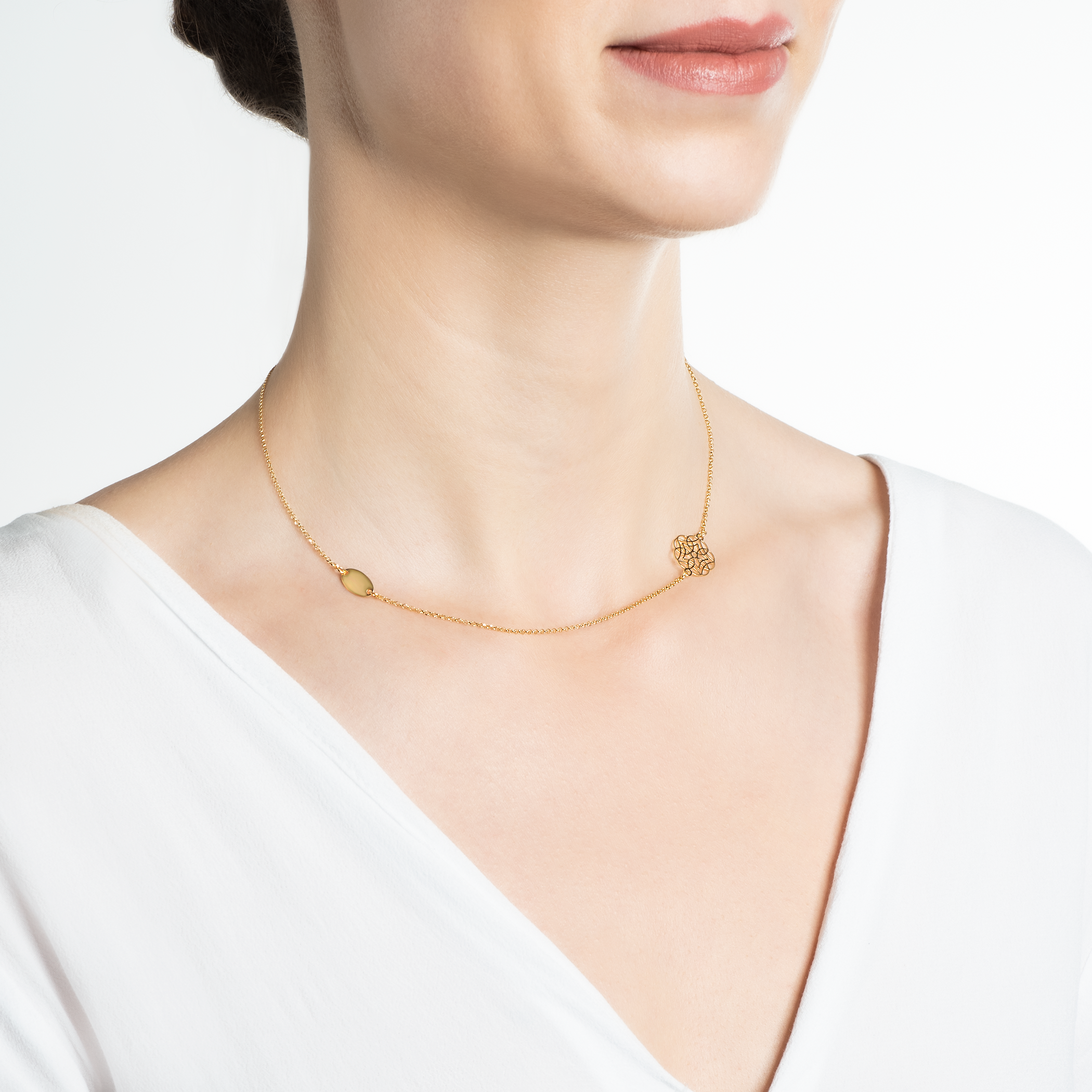 Naszyjnik kwiatek Savicki: srebrny pozłacany - 5