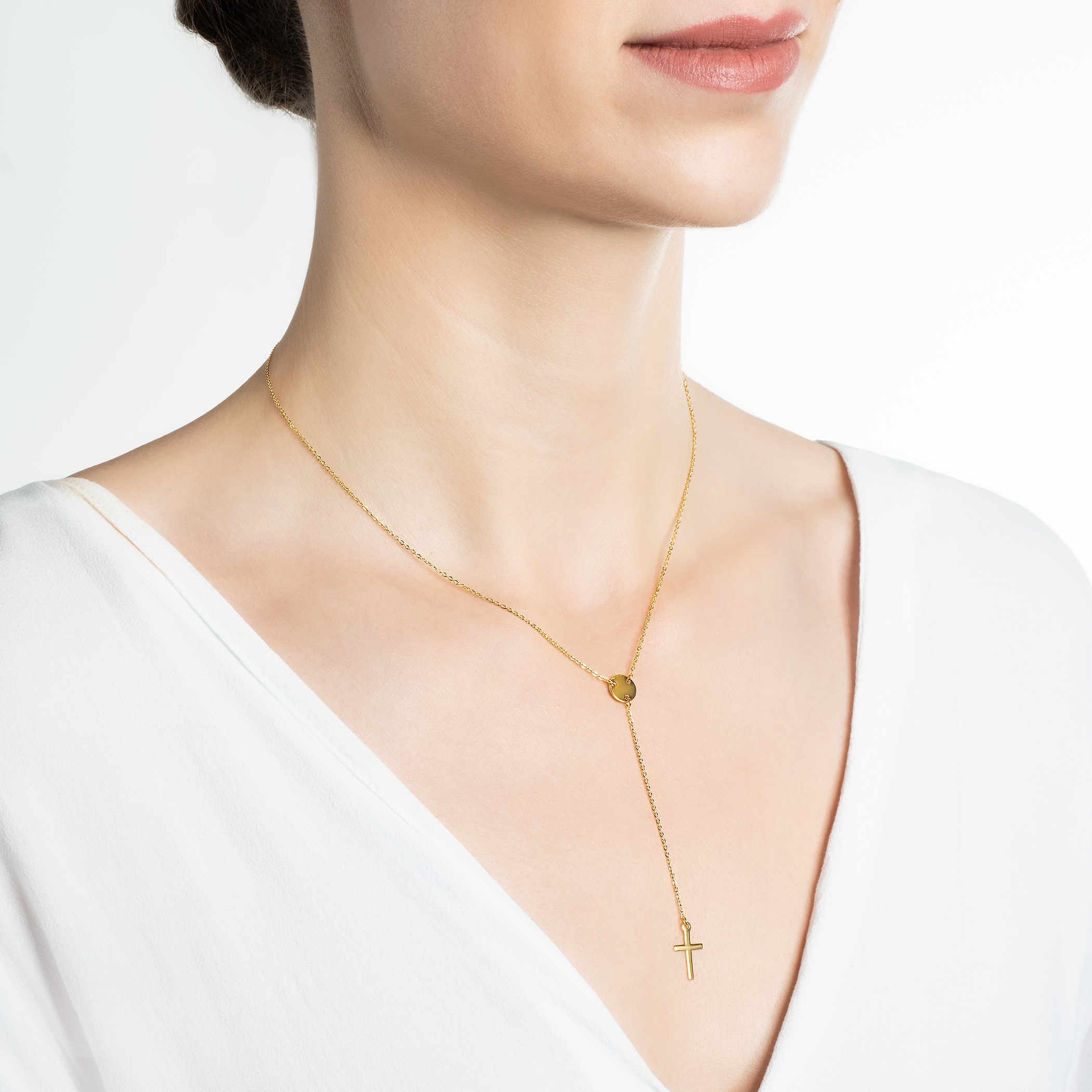 Naszyjnik krzyżyk Savicki: srebrny pozłacany - 5