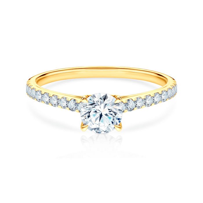 Share Your Love Collection | Side-Stone Engagement Ring: gold, diamond