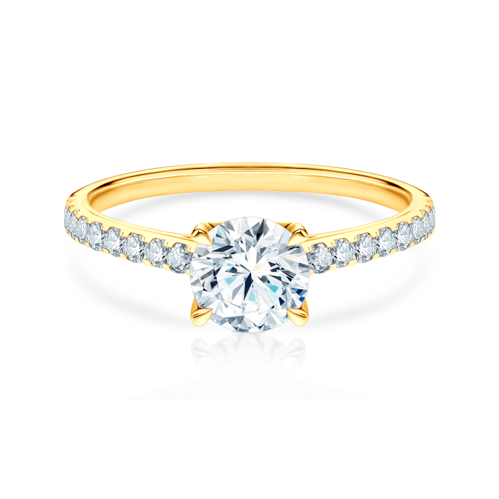 Share Your Love Collection | Side-Stone Engagement Ring: gold, diamond