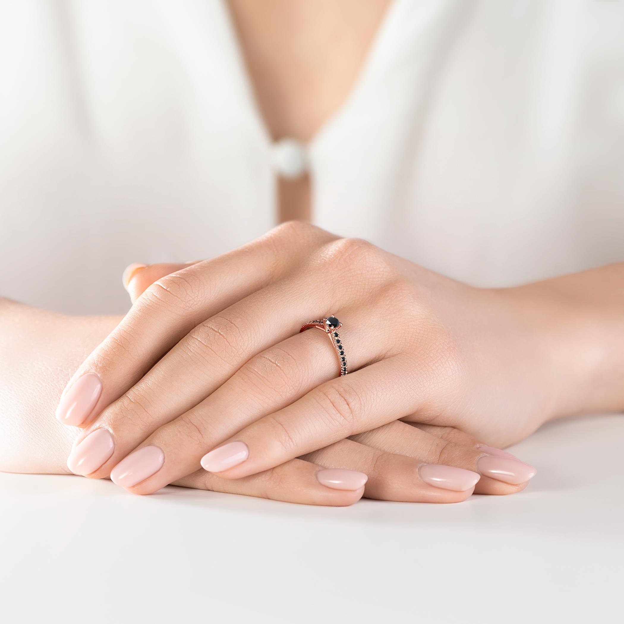 Verlobungsring Share Your Love: Roségold, Schwarz Diamant