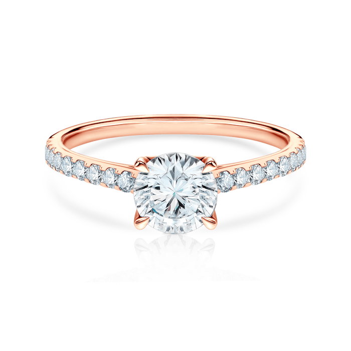 Pierścionek zaręczynowy Share Your Love: różowe złoto, biały szafir