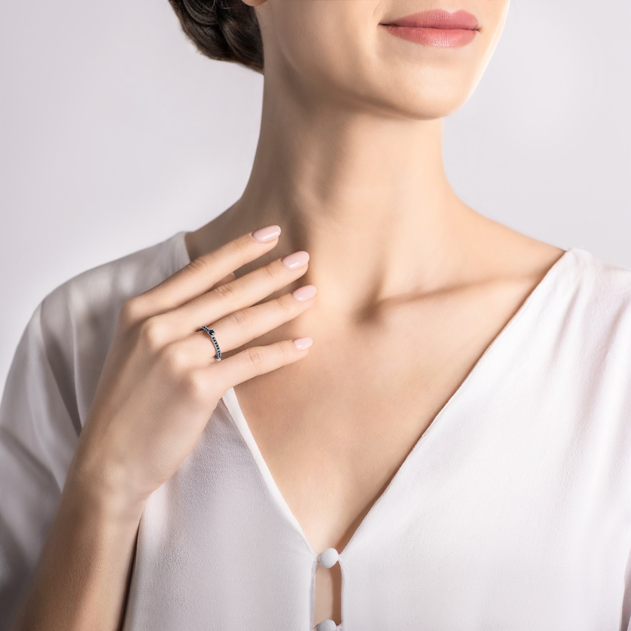 Pierścionek zaręczynowy Share Your Love: białe złoto, czarny diament - 6