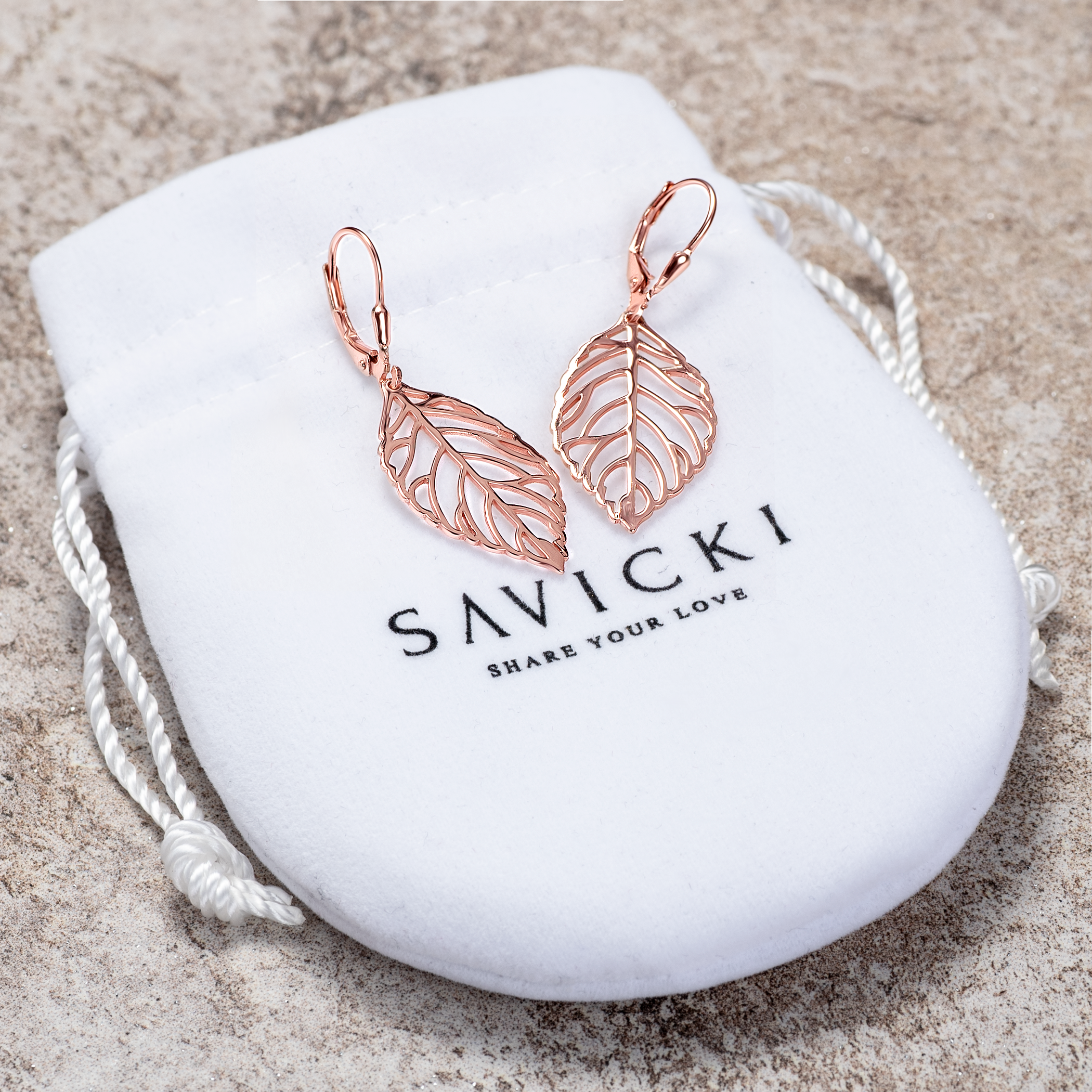 Kolczyki listki Savicki: srebrne pozłacane