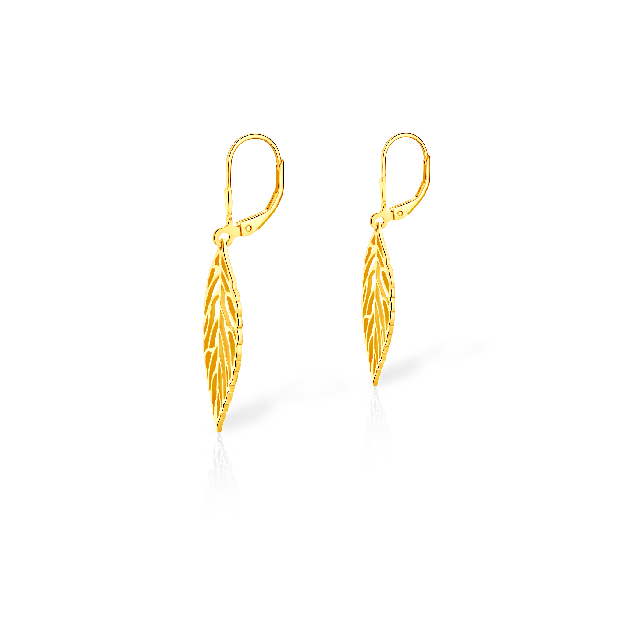 Kolczyki listki Savicki: srebrne pozłacane - 3