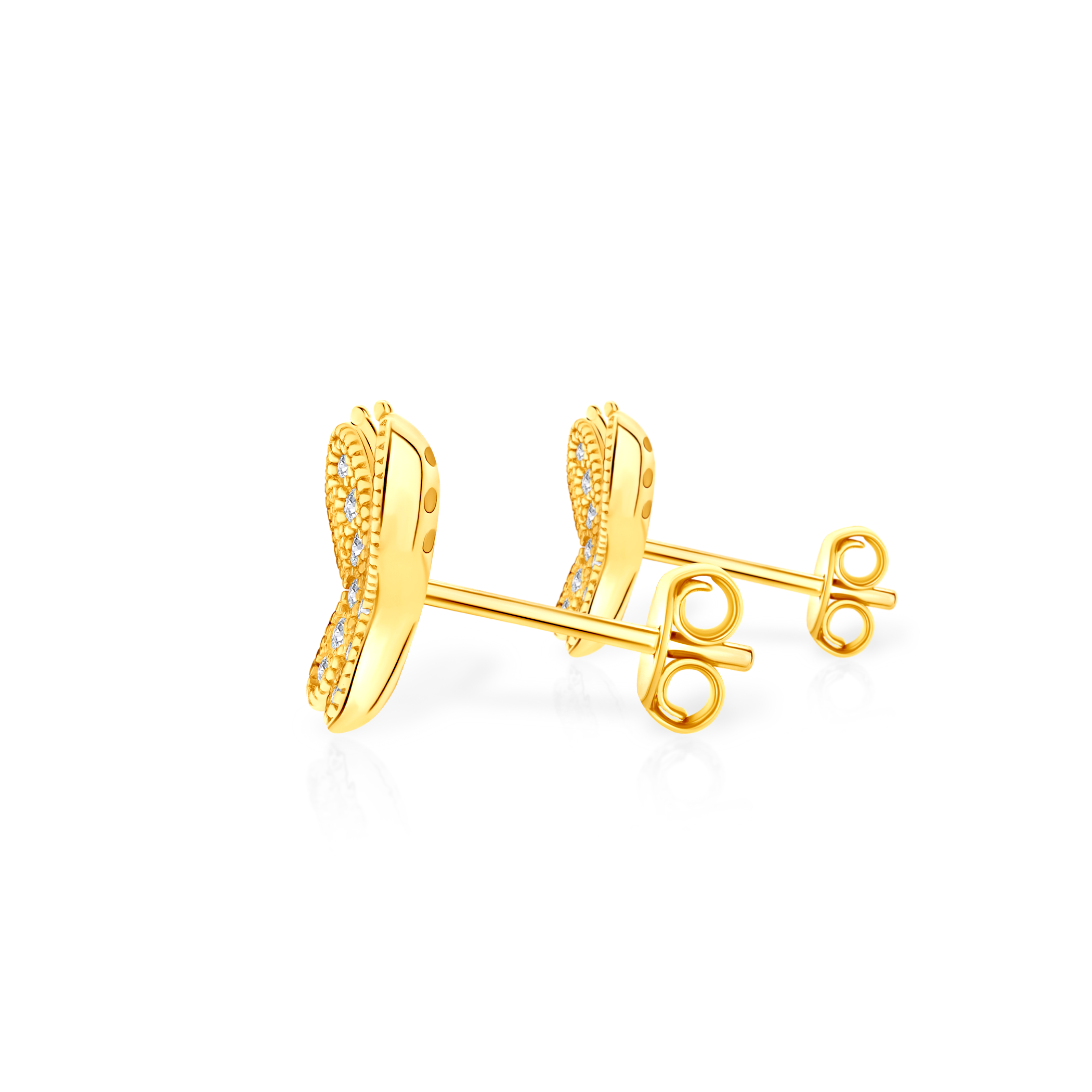 Kolczyki motylki Savicki: srebrne pozłacane, cyrkonie - 3