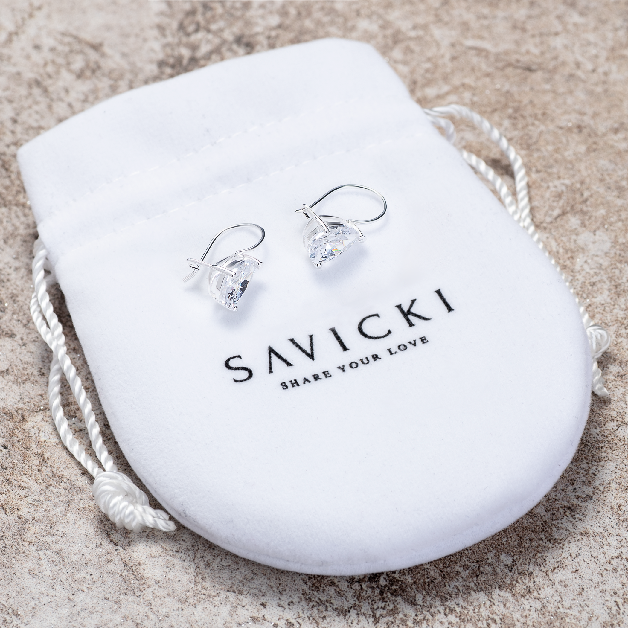 Kolczyki łezki Savicki: srebrne, cyrkonie - 4