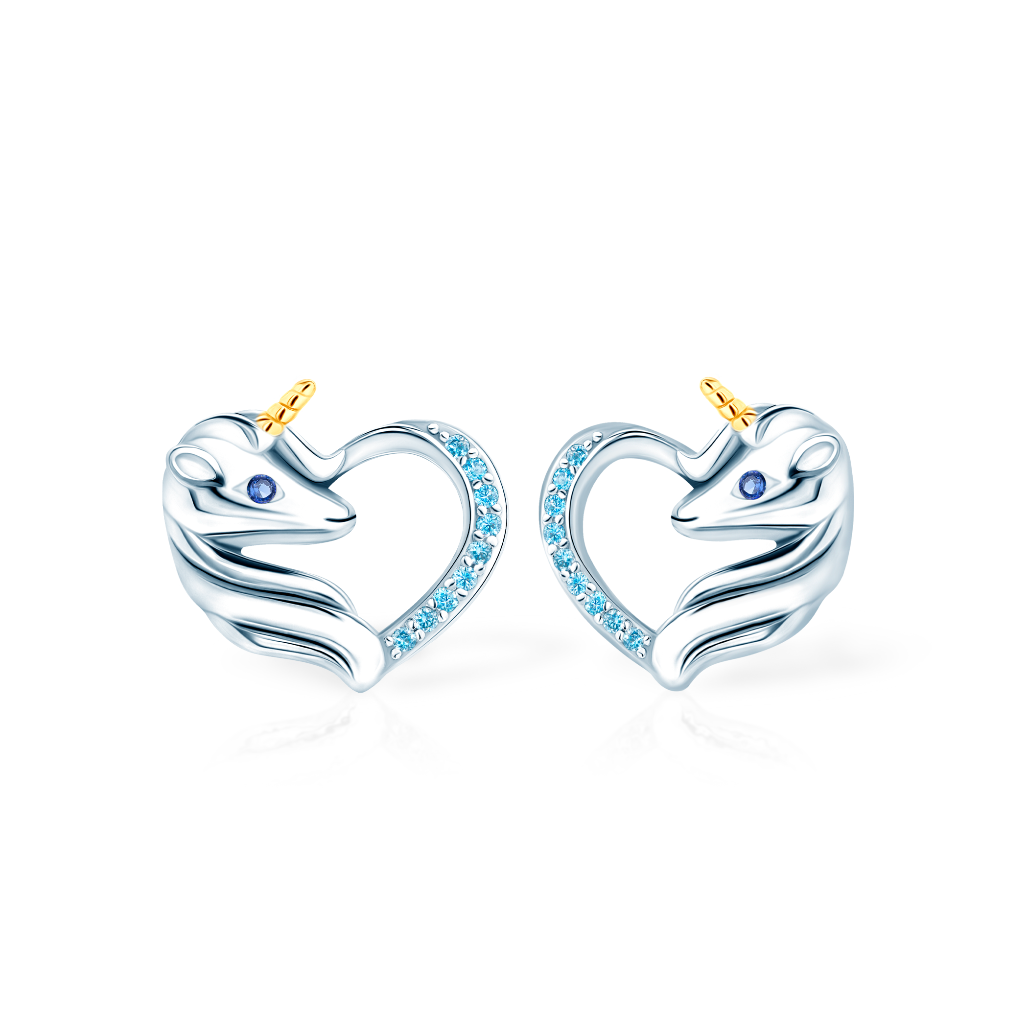 Náušnice jednorožci SAVICKI: stříbro, zirkony