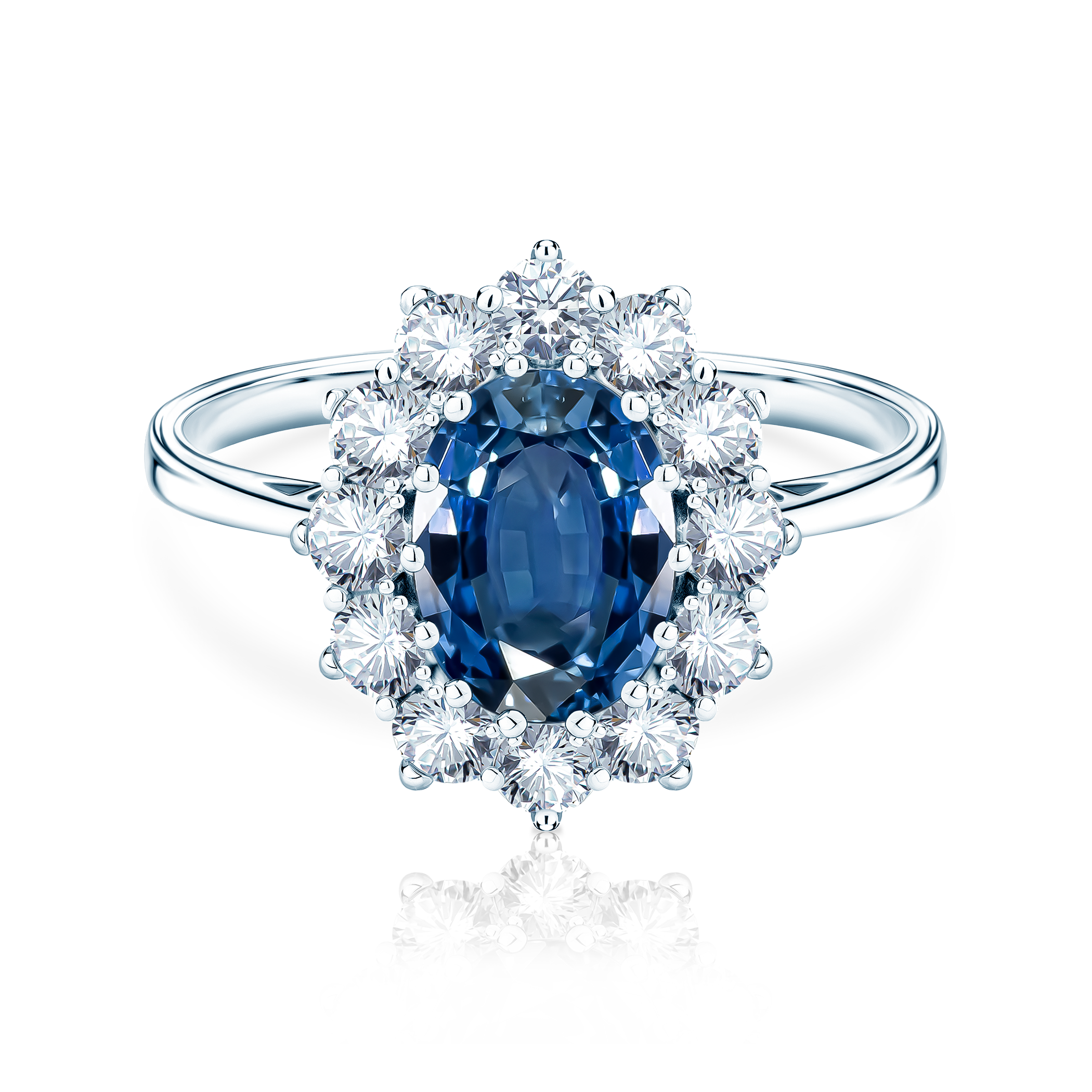 Pierścionek Heart of the Ocean: białe złoto, niebieski szafir