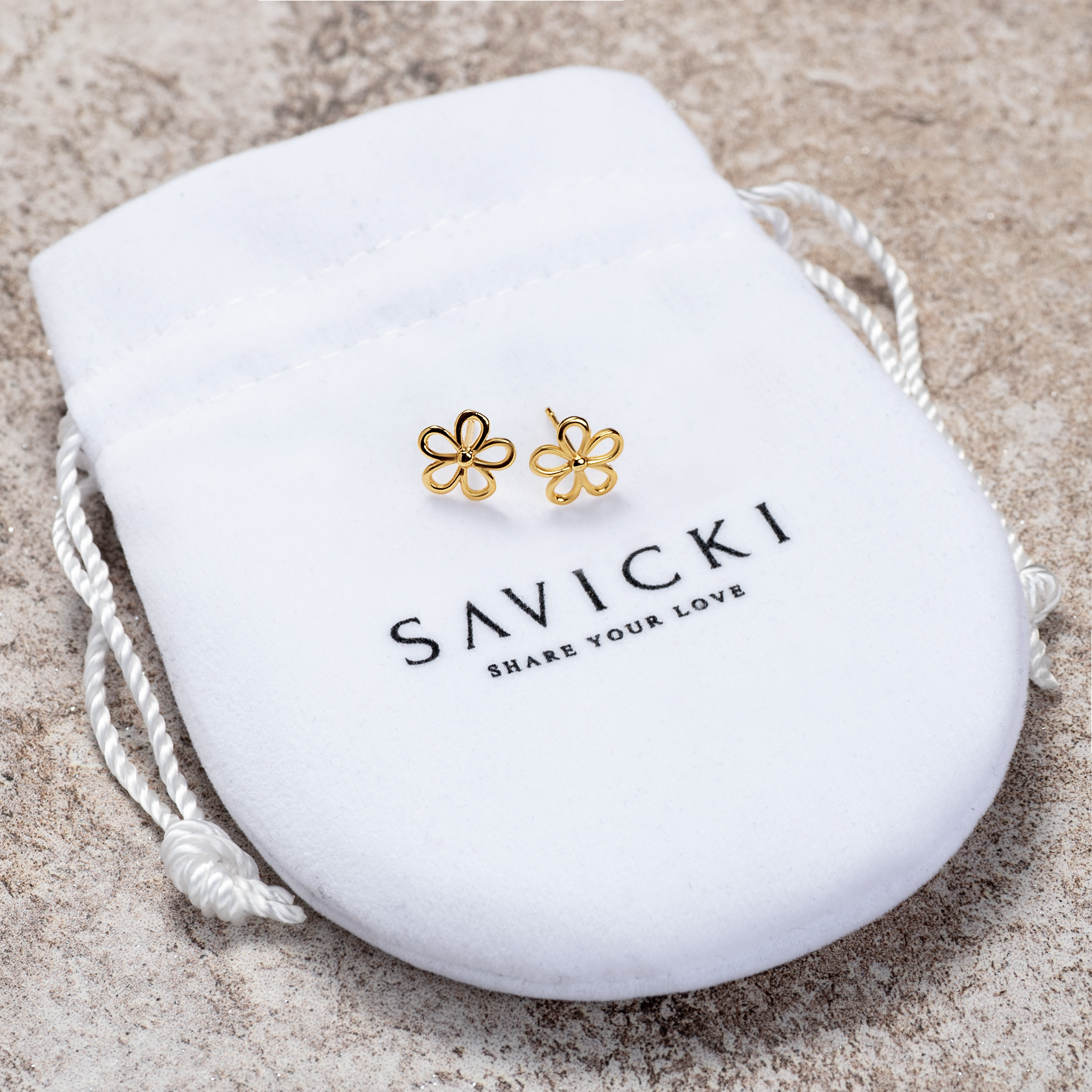 Kolczyki kwiatki Savicki: srebrne pozłacane