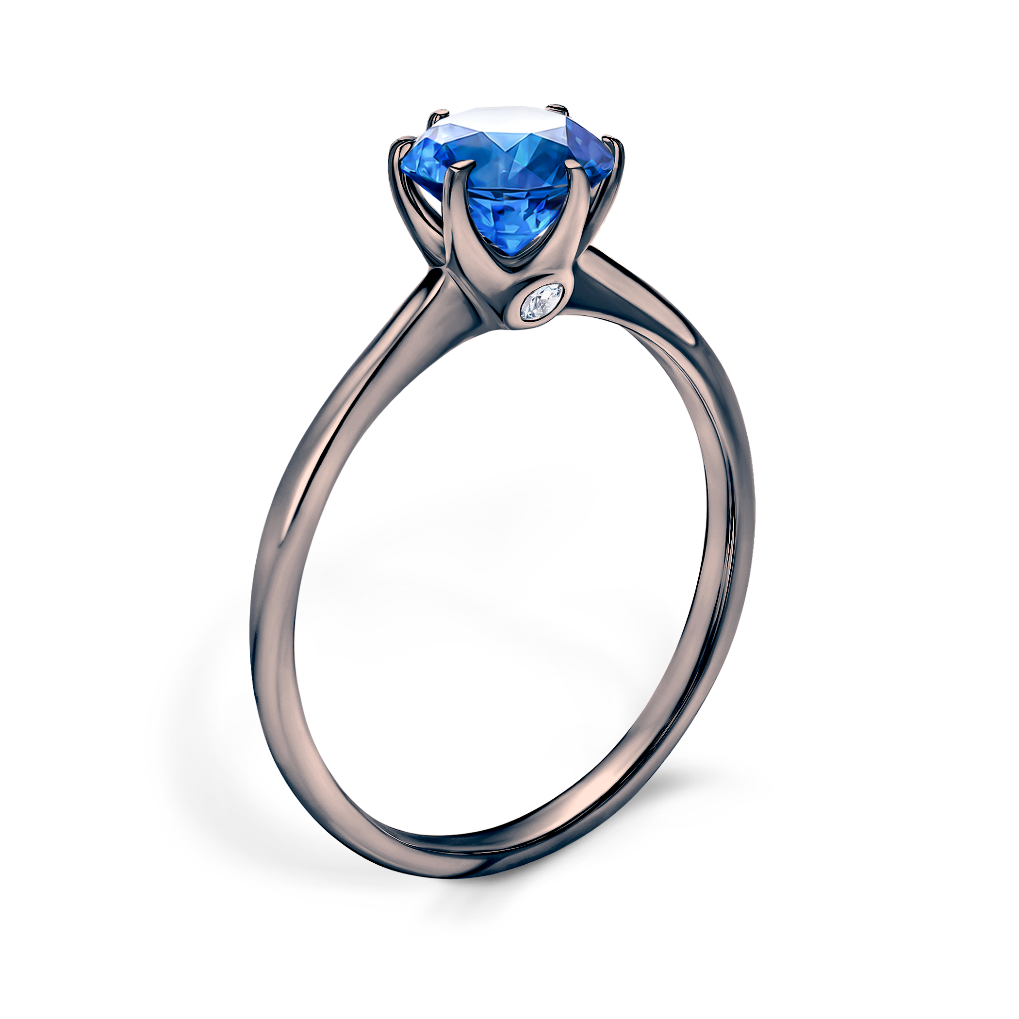 Pierścionek zaręczynowy The Journey: czarne złoto, niebieski szafir