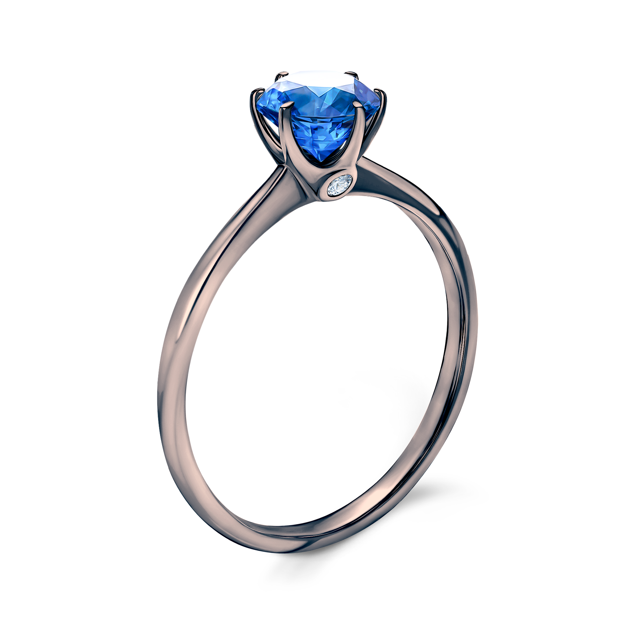 Pierścionek zaręczynowy The Journey: czarne złoto, niebieski szafir