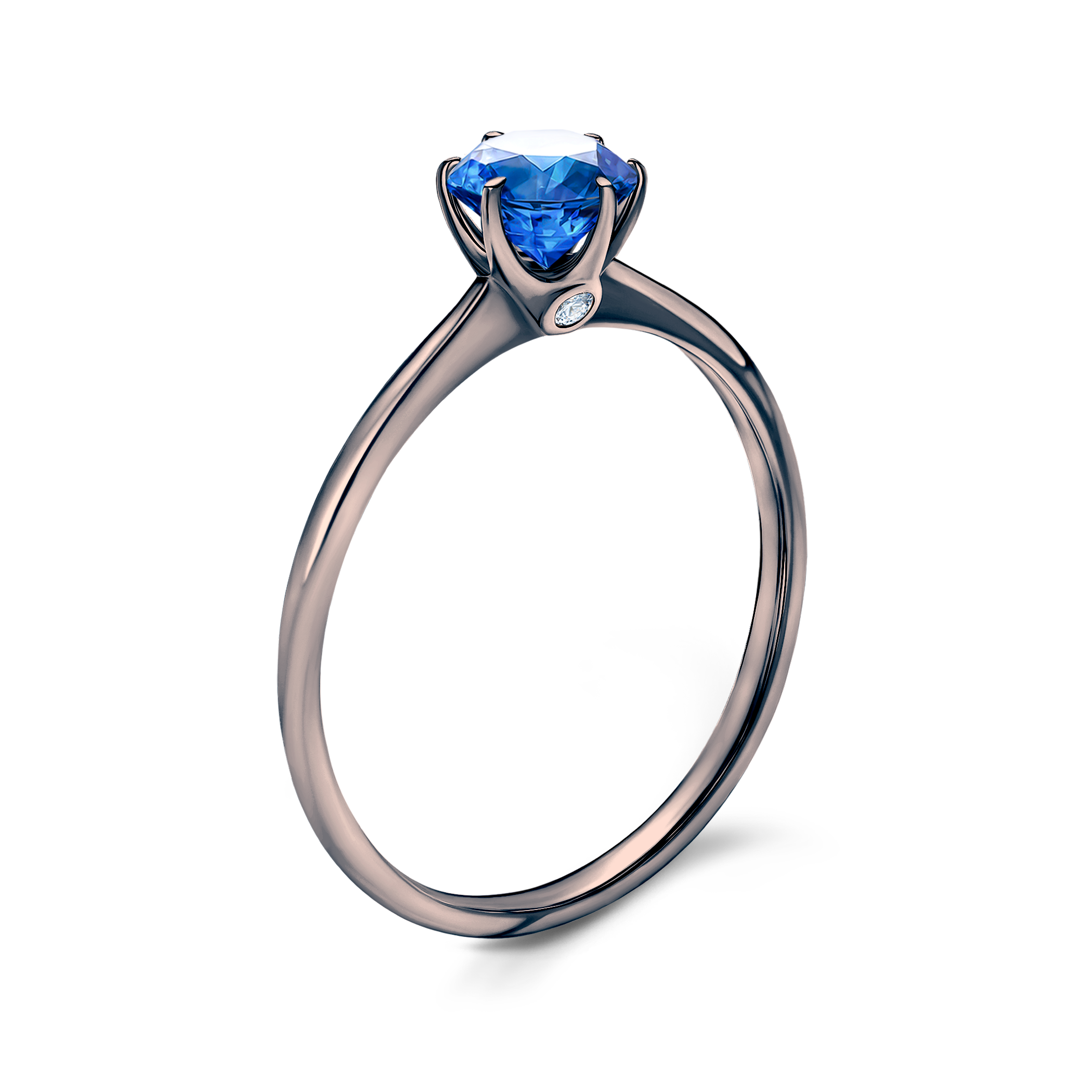 Pierścionek zaręczynowy The Journey: czarne złoto, niebieski szafir