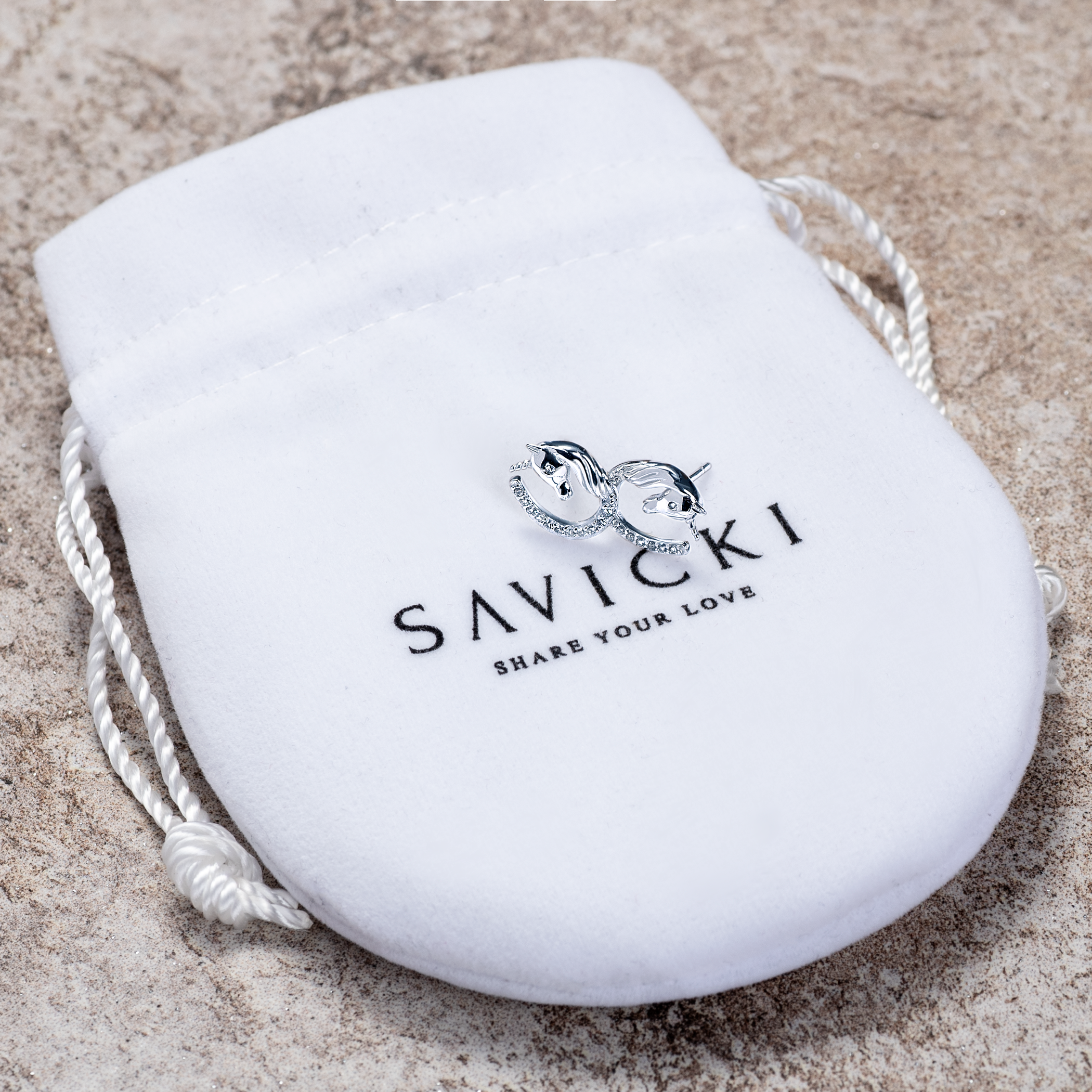 Ohrringe Hufeisen  Einhorn Savicki: Silber, Zirkonia - 3