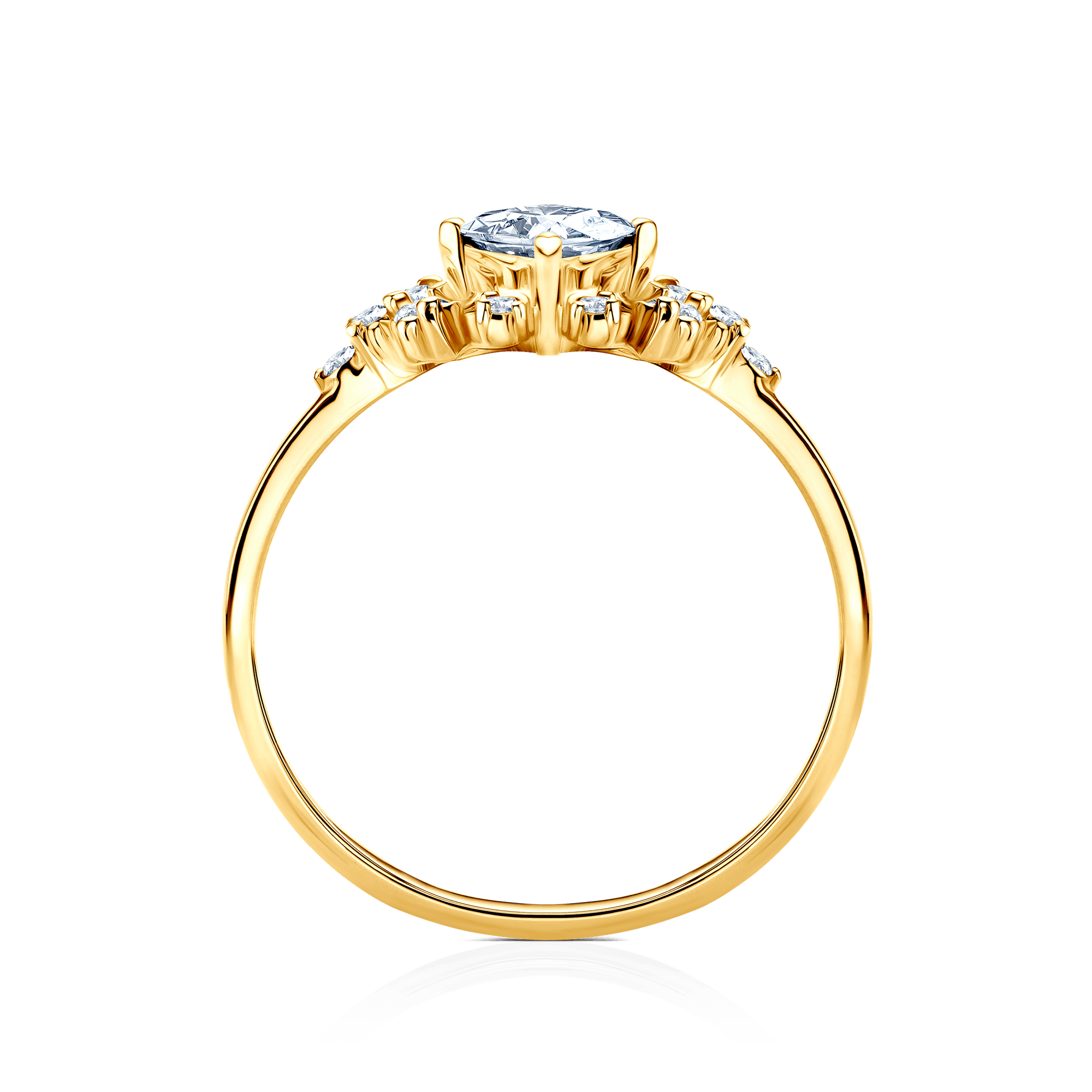 Verlobungsring Savicki: Gold, Weißer Saphir, Diamanten - 3