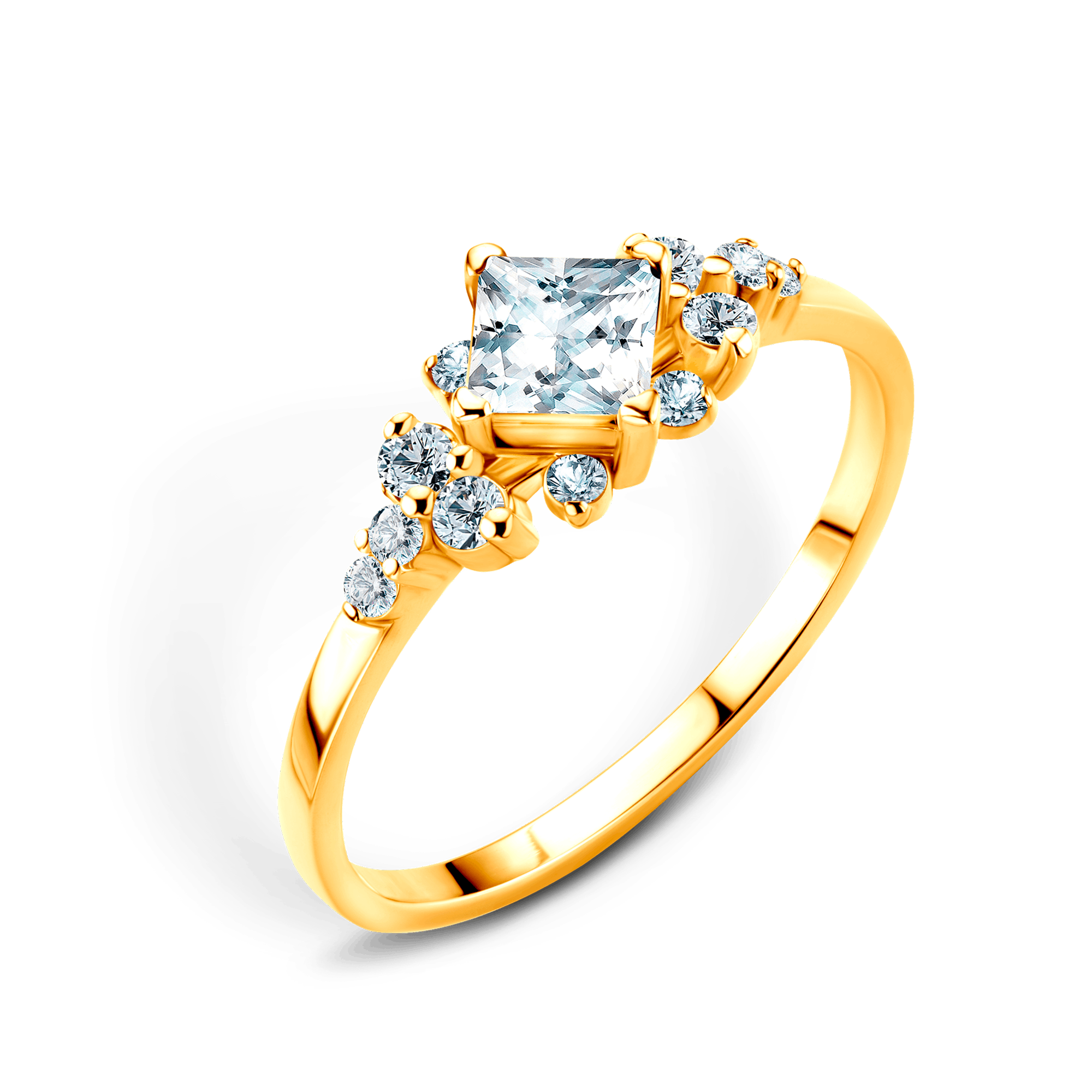 Verlobungsring Savicki: Gold, Weißer Saphir, Diamanten - 4