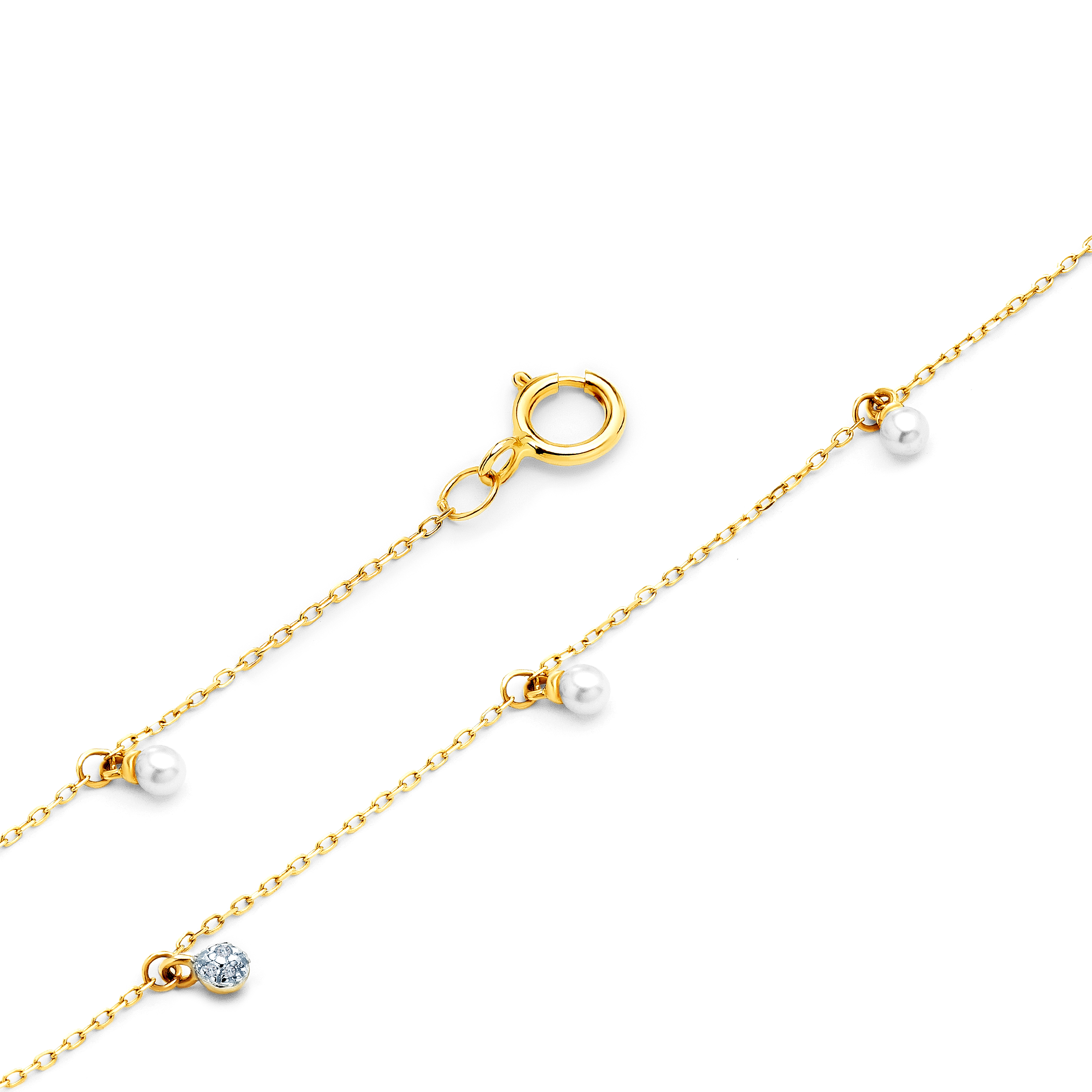 Bransoletka celebrytka złota 585 z perłą 18cm