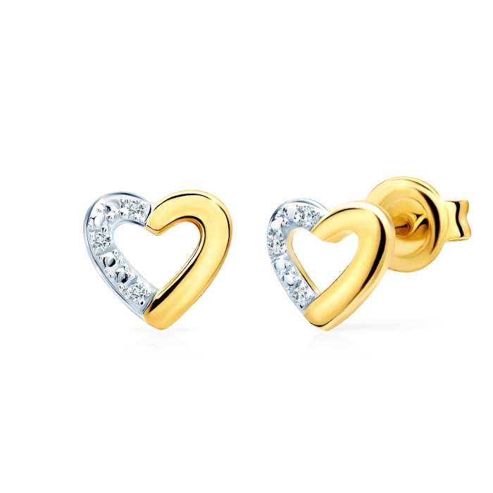 Kolczyki serca Savicki: złote, diamenty