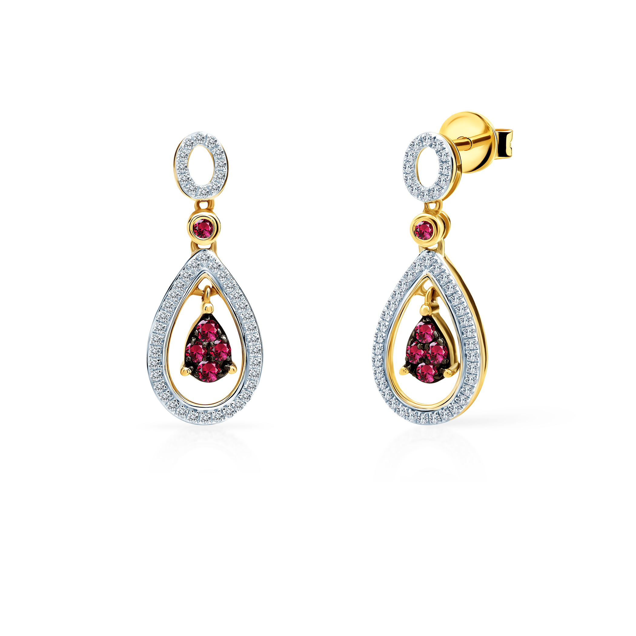 Kolczyki Savicki: złote, rubiny, diamenty