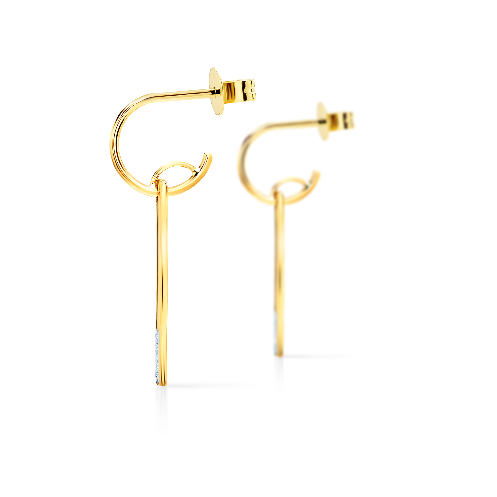 Kolczyki prostokąty Savicki: złote, diamenty - 3