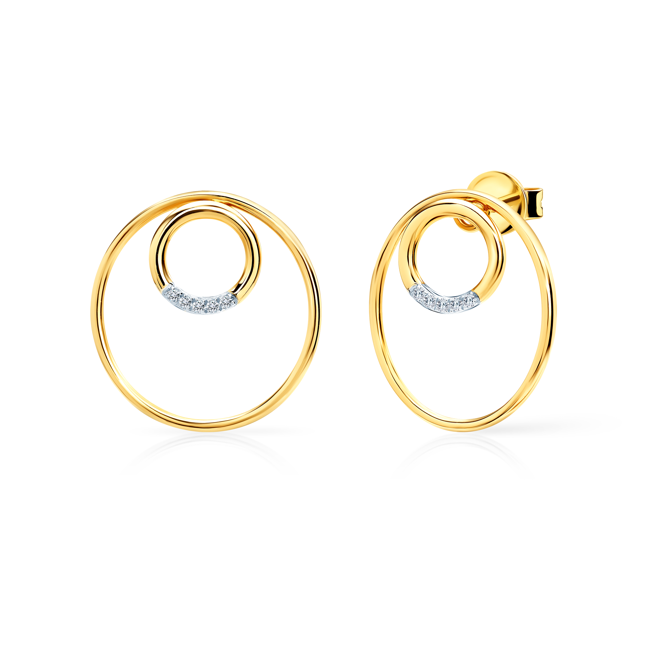 Náušnice kruhy SAVICKI: zlaté, diamanty