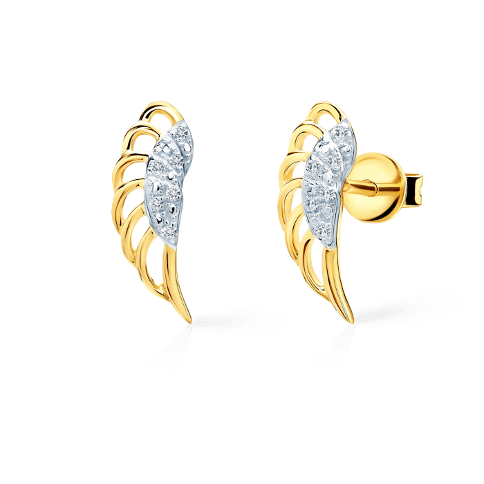 Kolczyki skrzydła Savicki: złote, diamenty