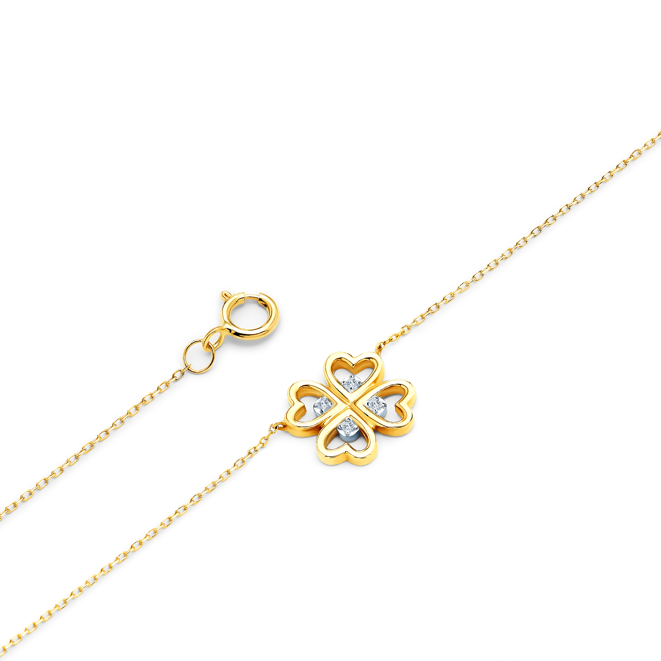 Naszyjnik koniczynka Savicki: złoty, diamenty