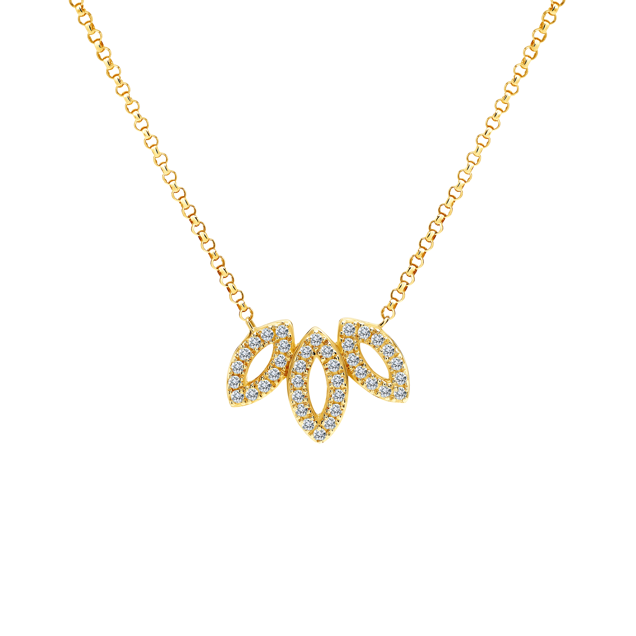 Náhrdelník list SAVICKI: zlatý, diamanty