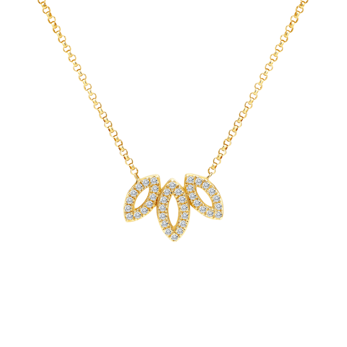 Náhrdelník list SAVICKI: zlatý, diamanty