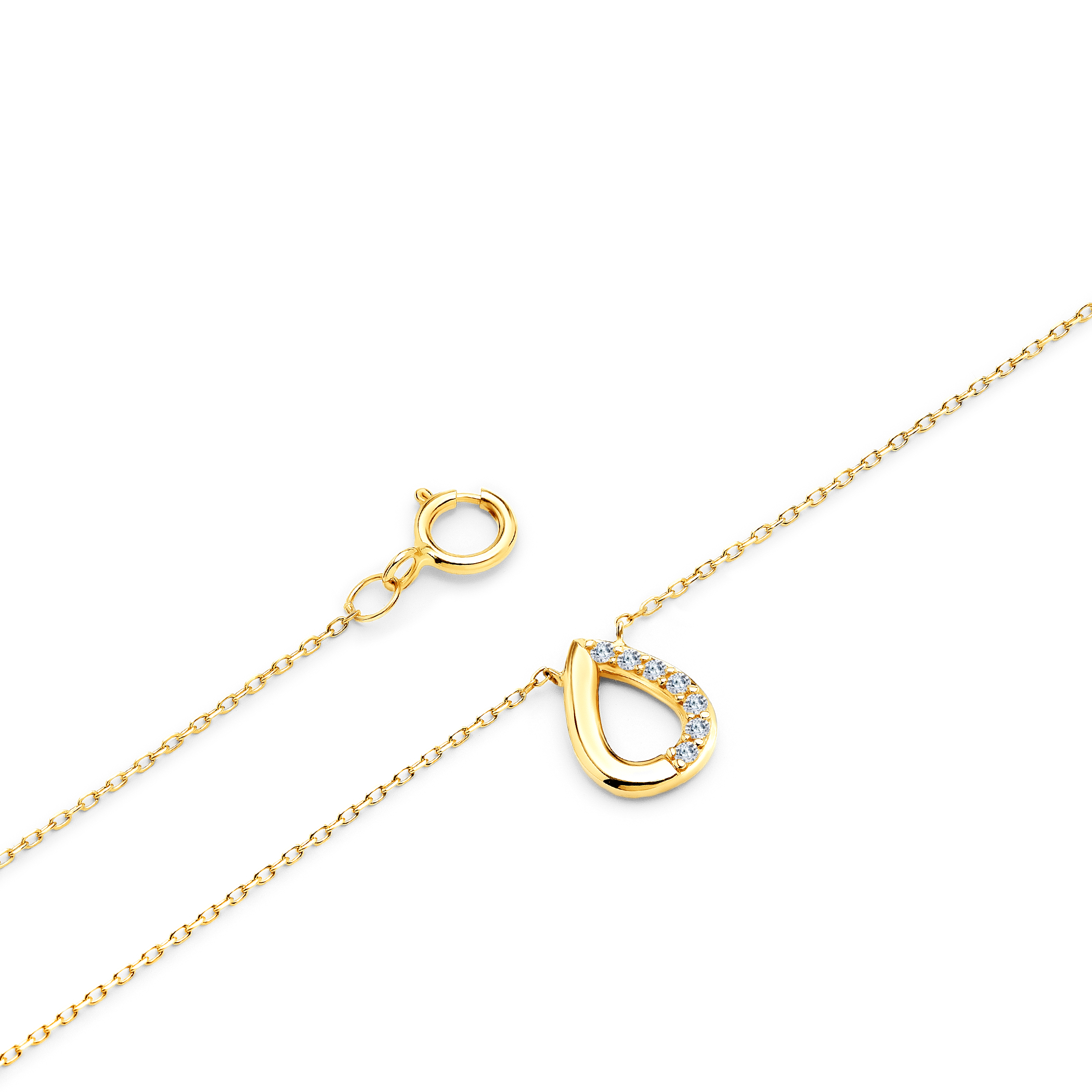 Naszyjnik łezka złoty 585 z białymi diamentami 0.04ct 42 cm - 3