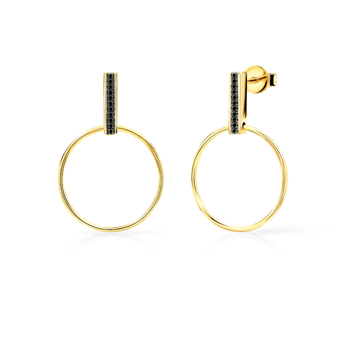 Kolczyki koła Savicki: złote, czarne diamenty