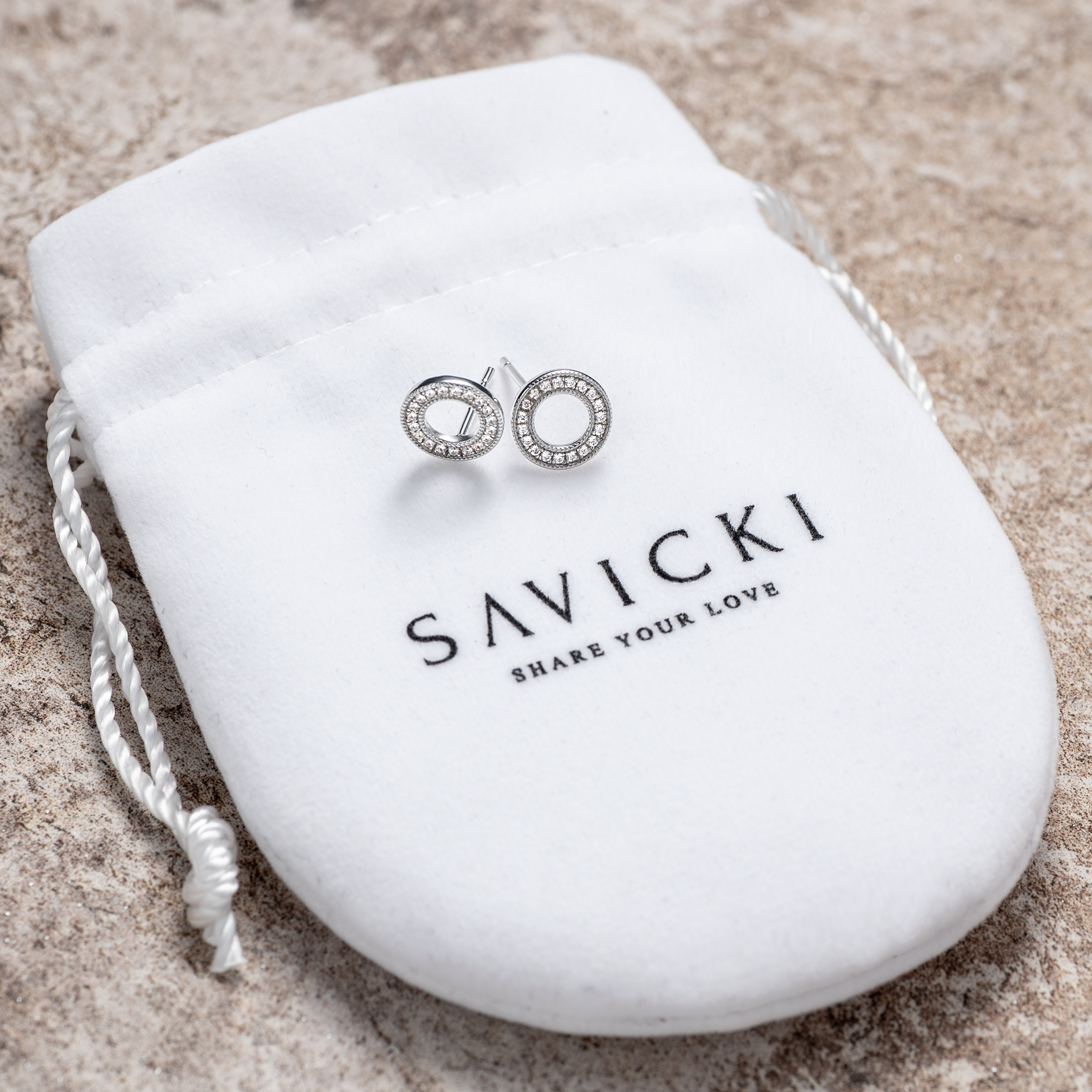 Kolczyki koła Savicki: srebrne, cyrkonie - 3