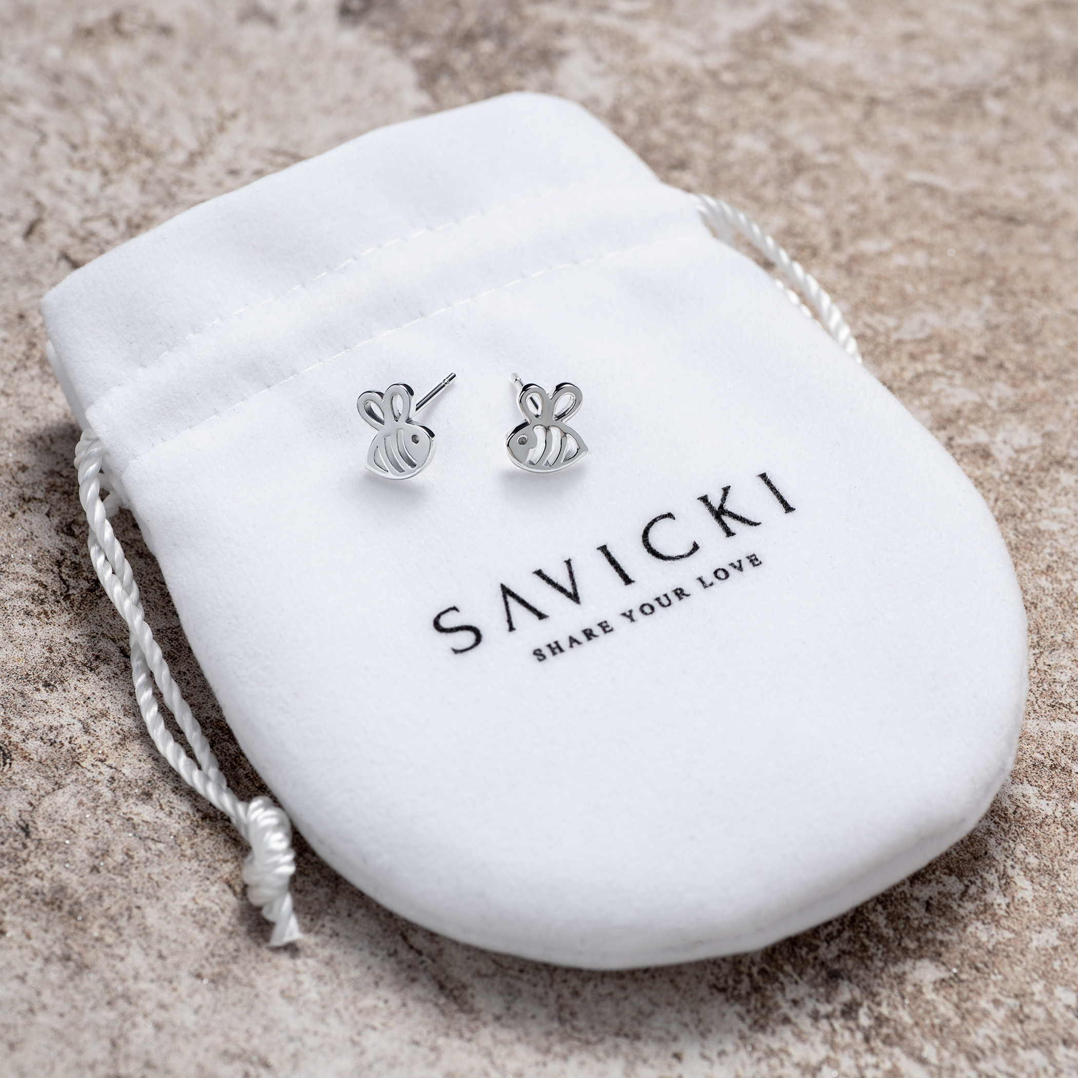 Kolczyki pszczoły Savicki: srebrne - 3