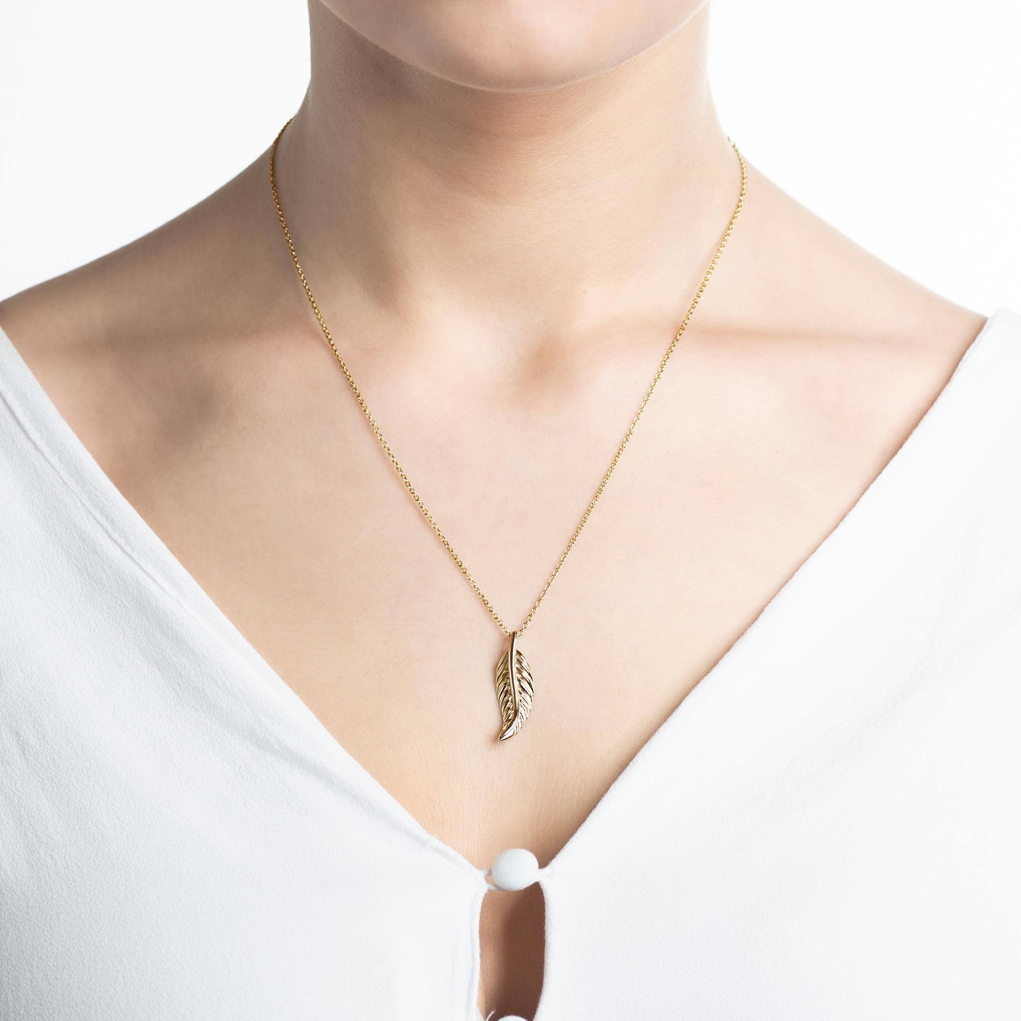 Naszyjnik celebrytka piórko Savicki: srebrny pozłacany - 4