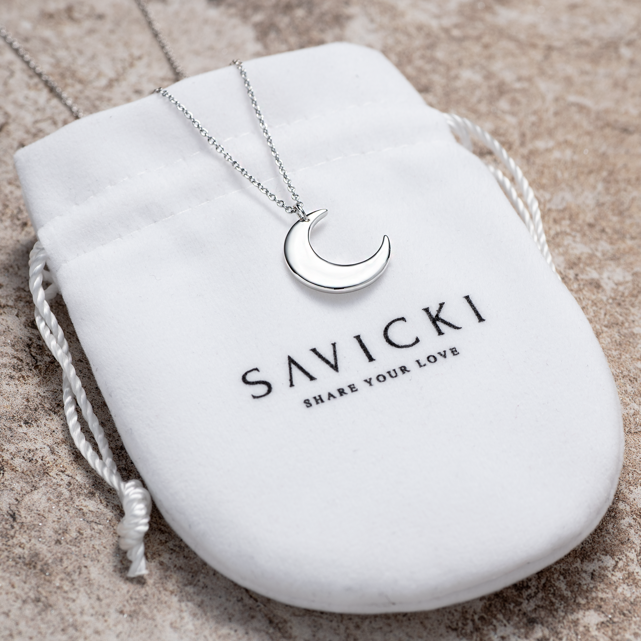 Halskette Kette mit Anhänger  Mond Savicki: Silber - 3