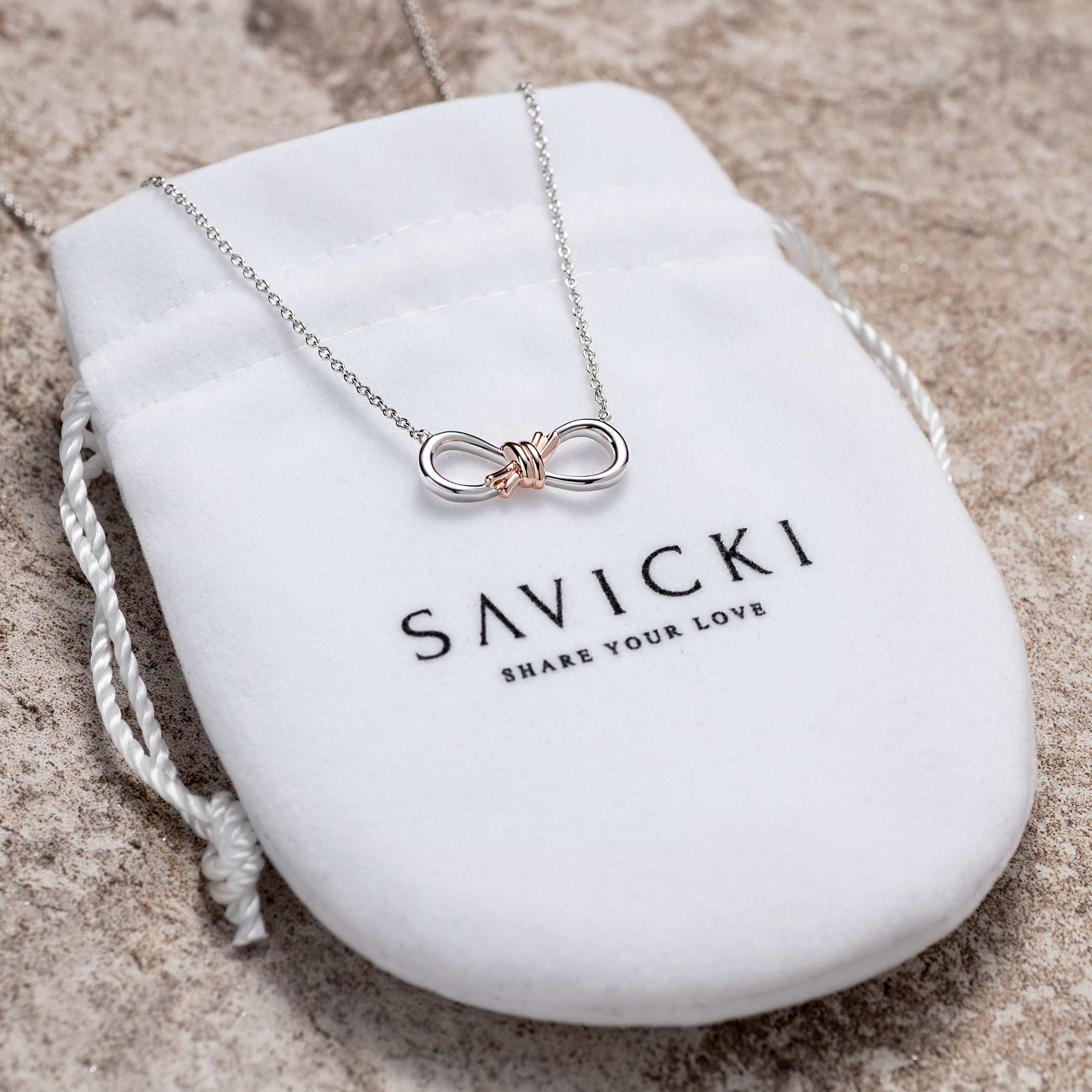 Naszyjnik celebrytka nieskończoność Savicki: srebrny pozłacany - 3